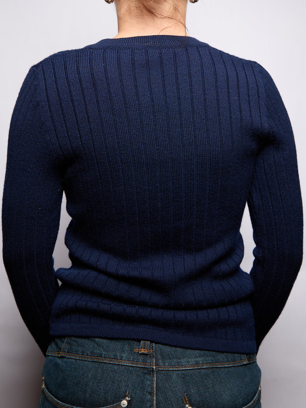 90's Celine Navy Cable Knit Cardigan