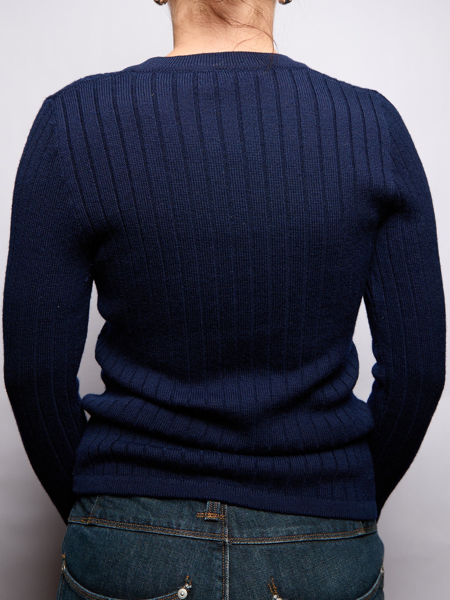 90's Celine Navy Cable Knit Cardigan