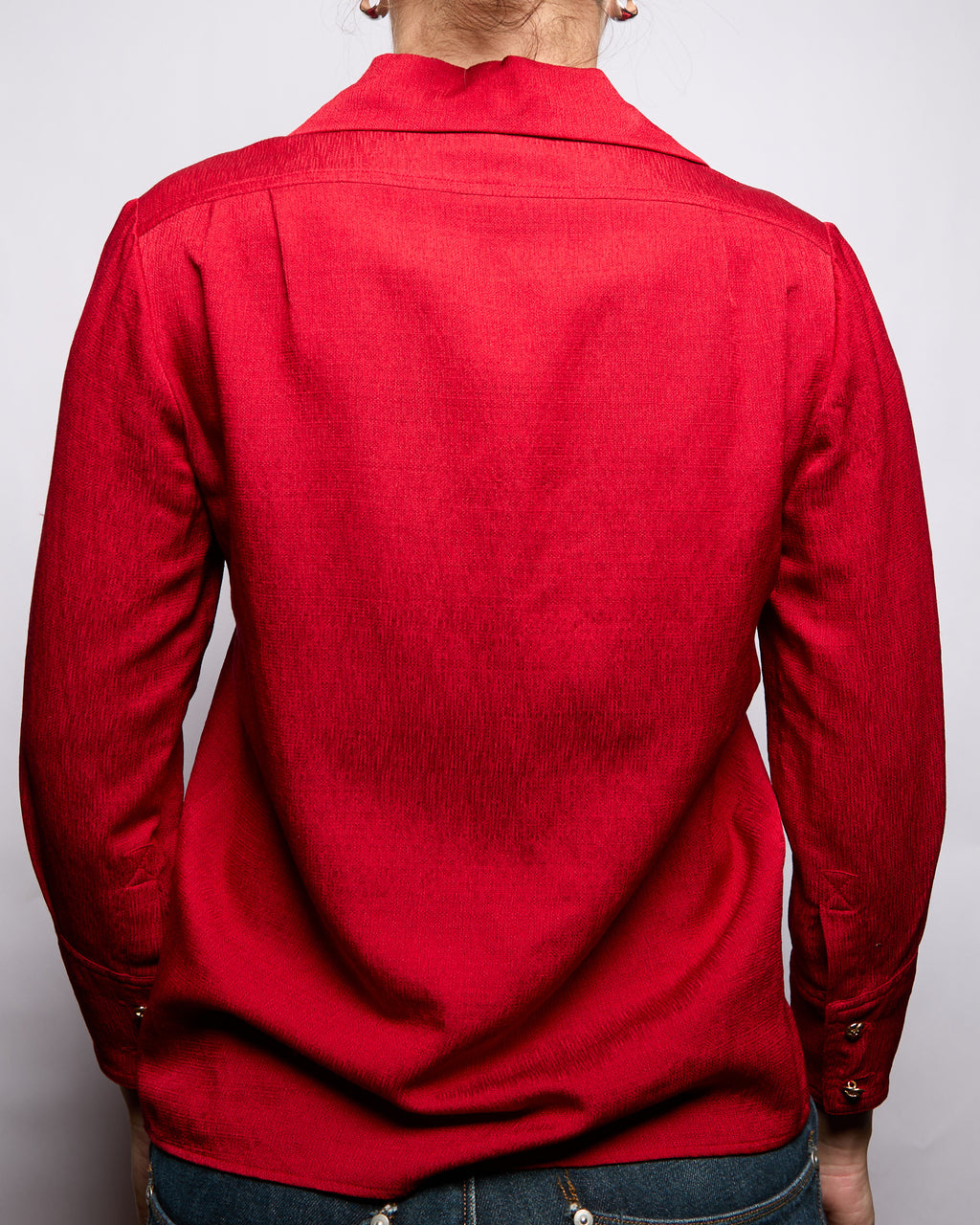 90's Chanel Wool CC Red Button Down