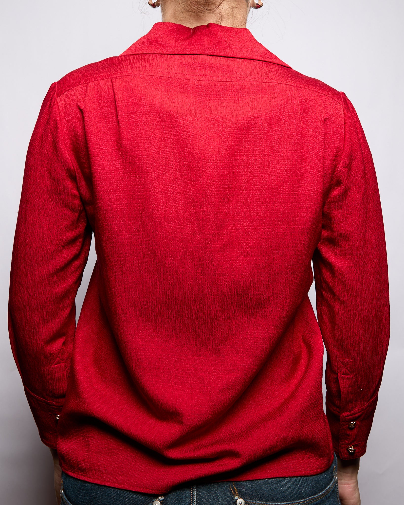 90's Chanel Wool CC Red Button Down