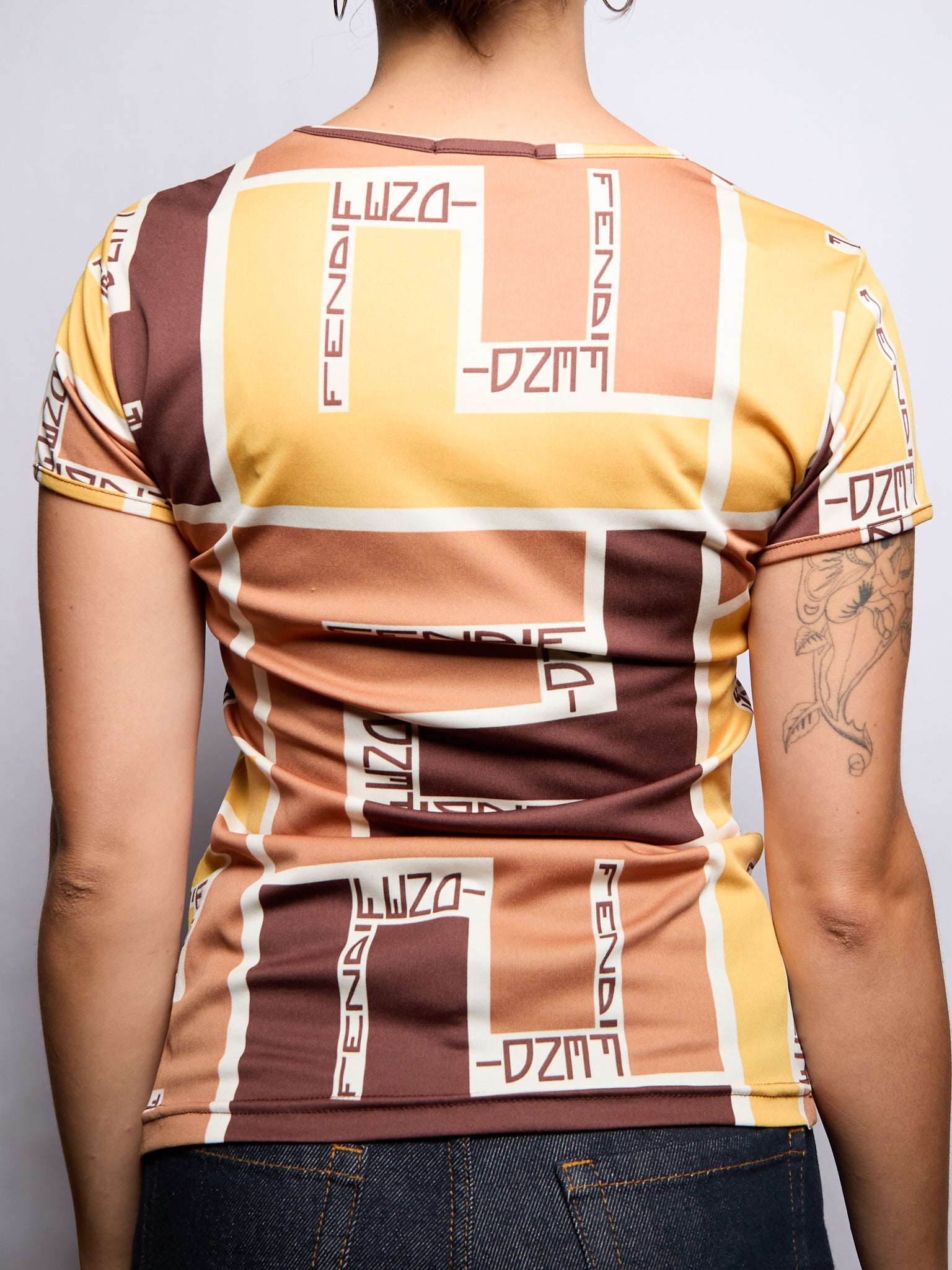 Fendi Brown Yellow Zucca Pattern Shirt