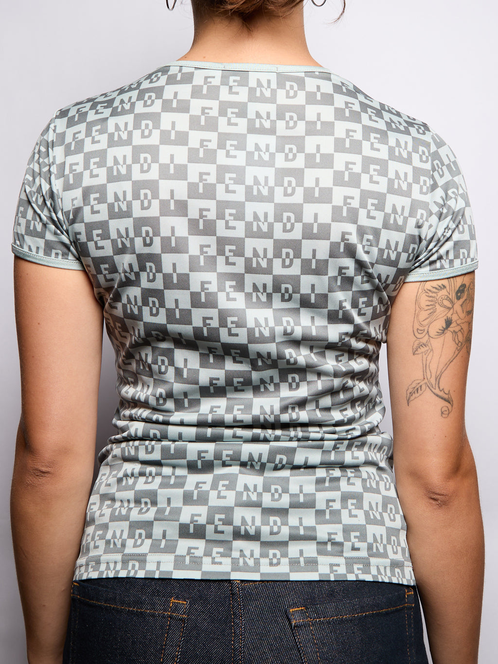 Fendi Grey Monogram Short Sleeve Top