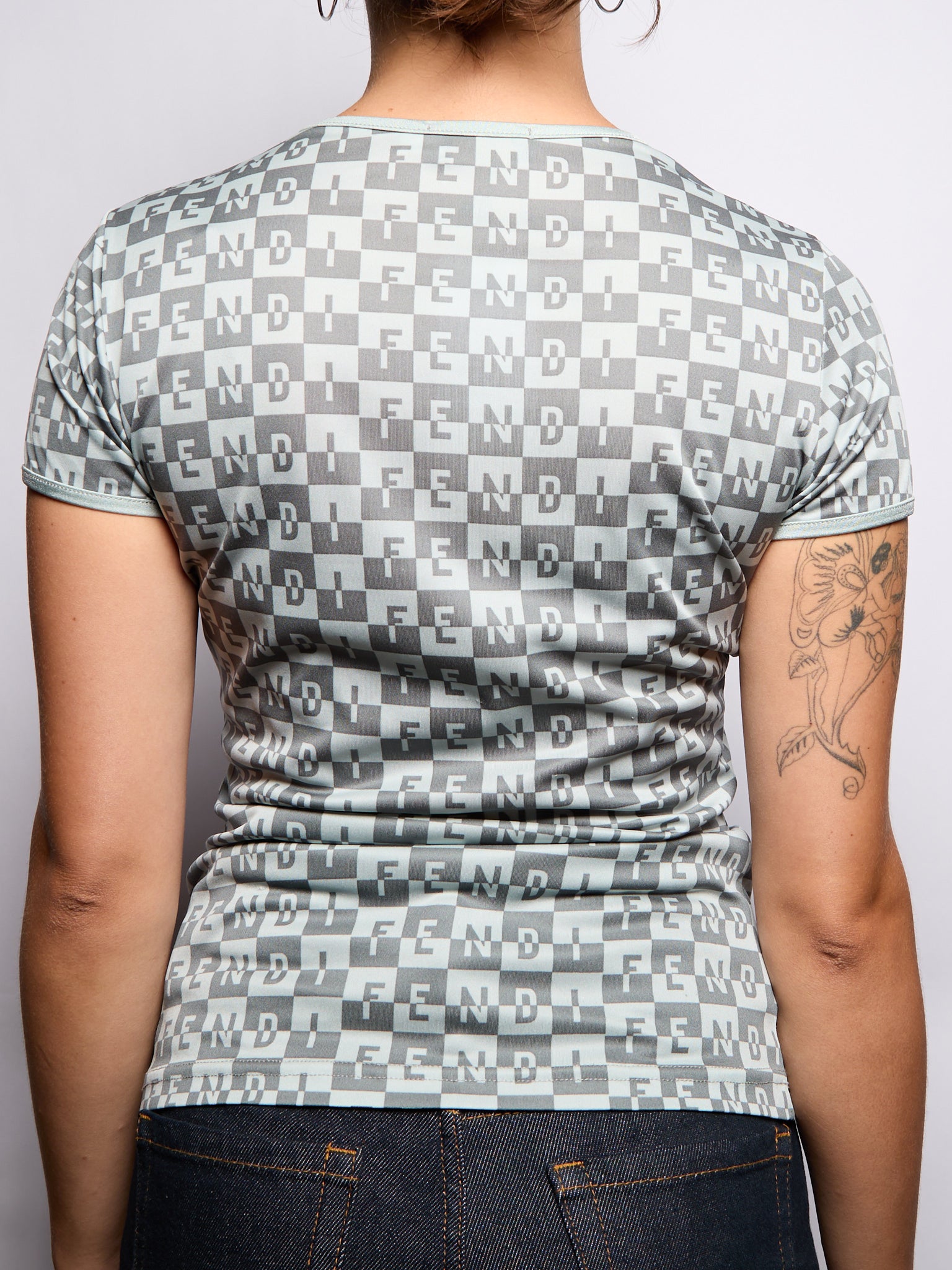 Fendi Grey Monogram Short Sleeve Top
