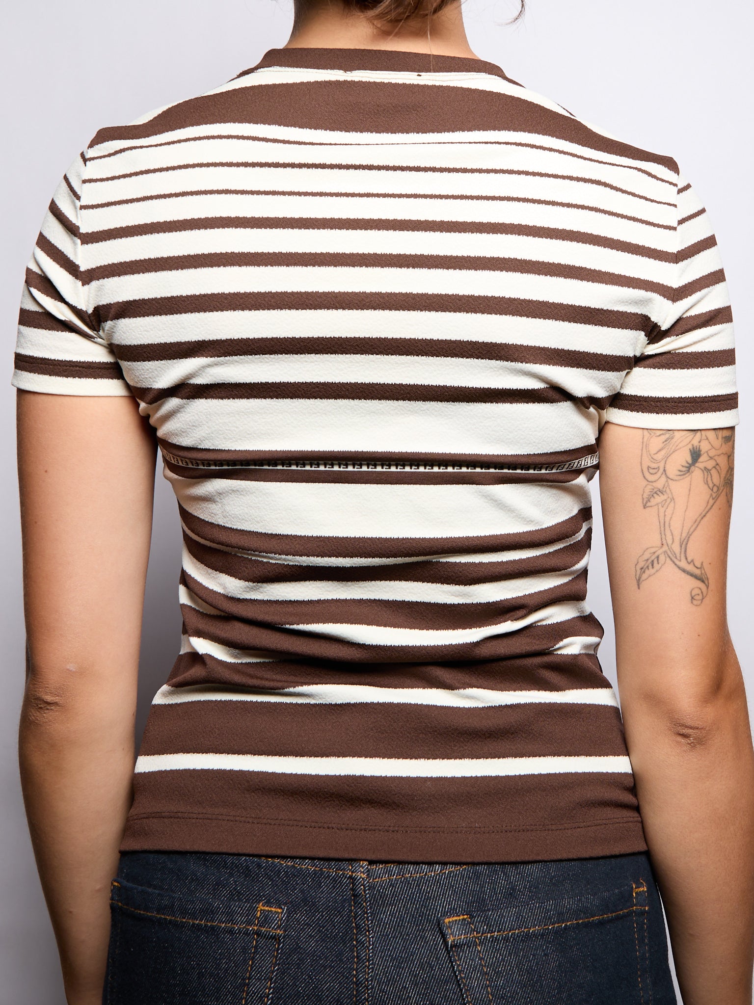 Fendi White Brown Stripe Top