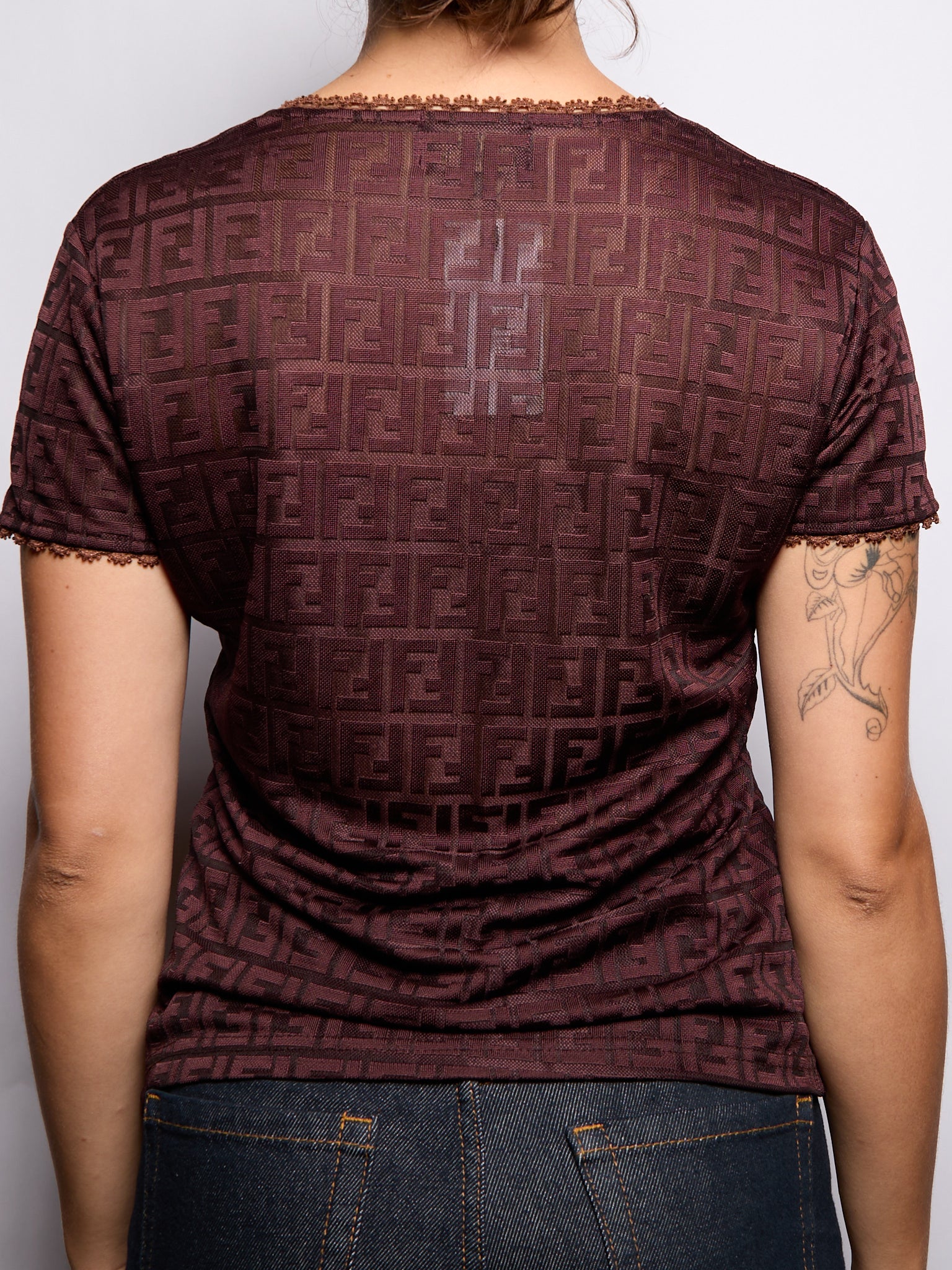 90's Fendi Brown Monogram Logo Top