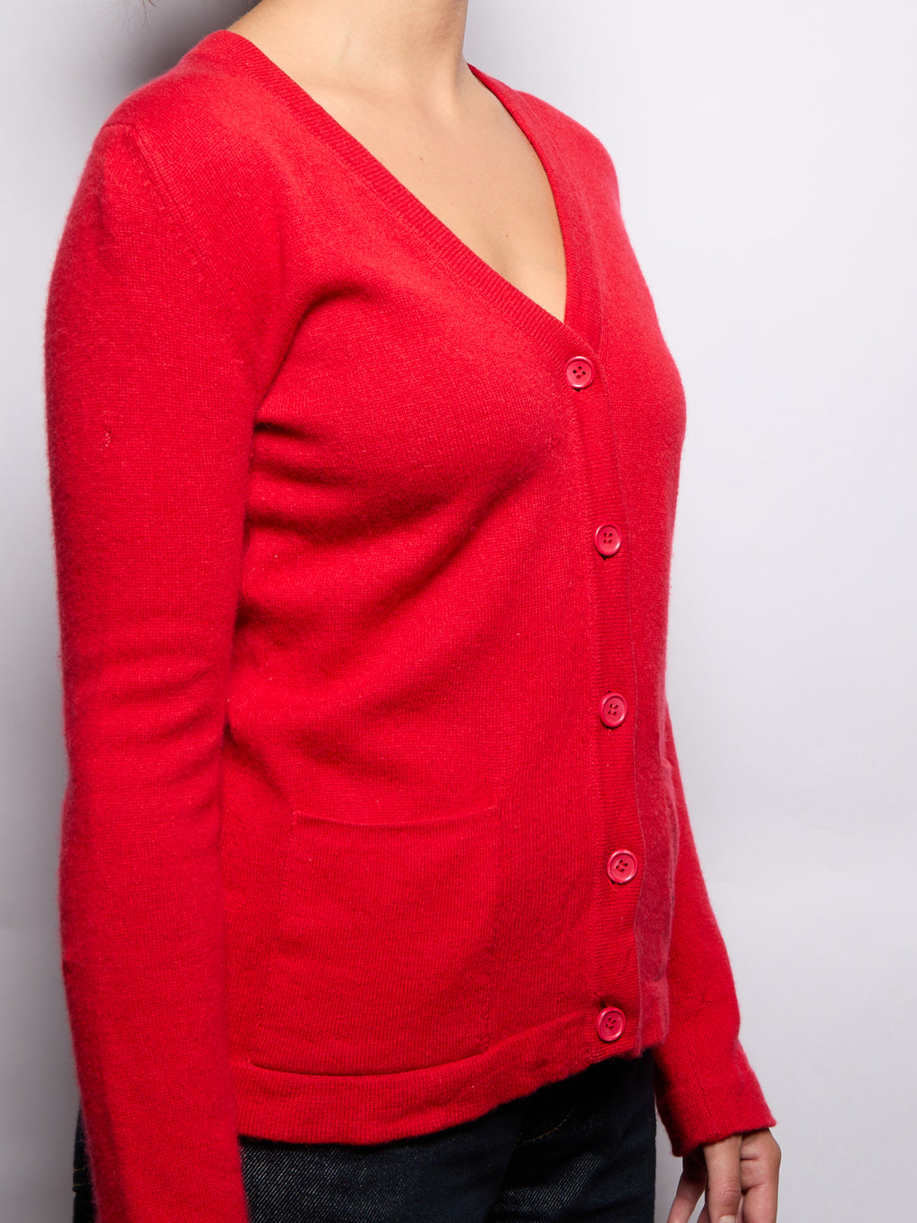 Vintage Celine Red Logo Cashmere Cardigan