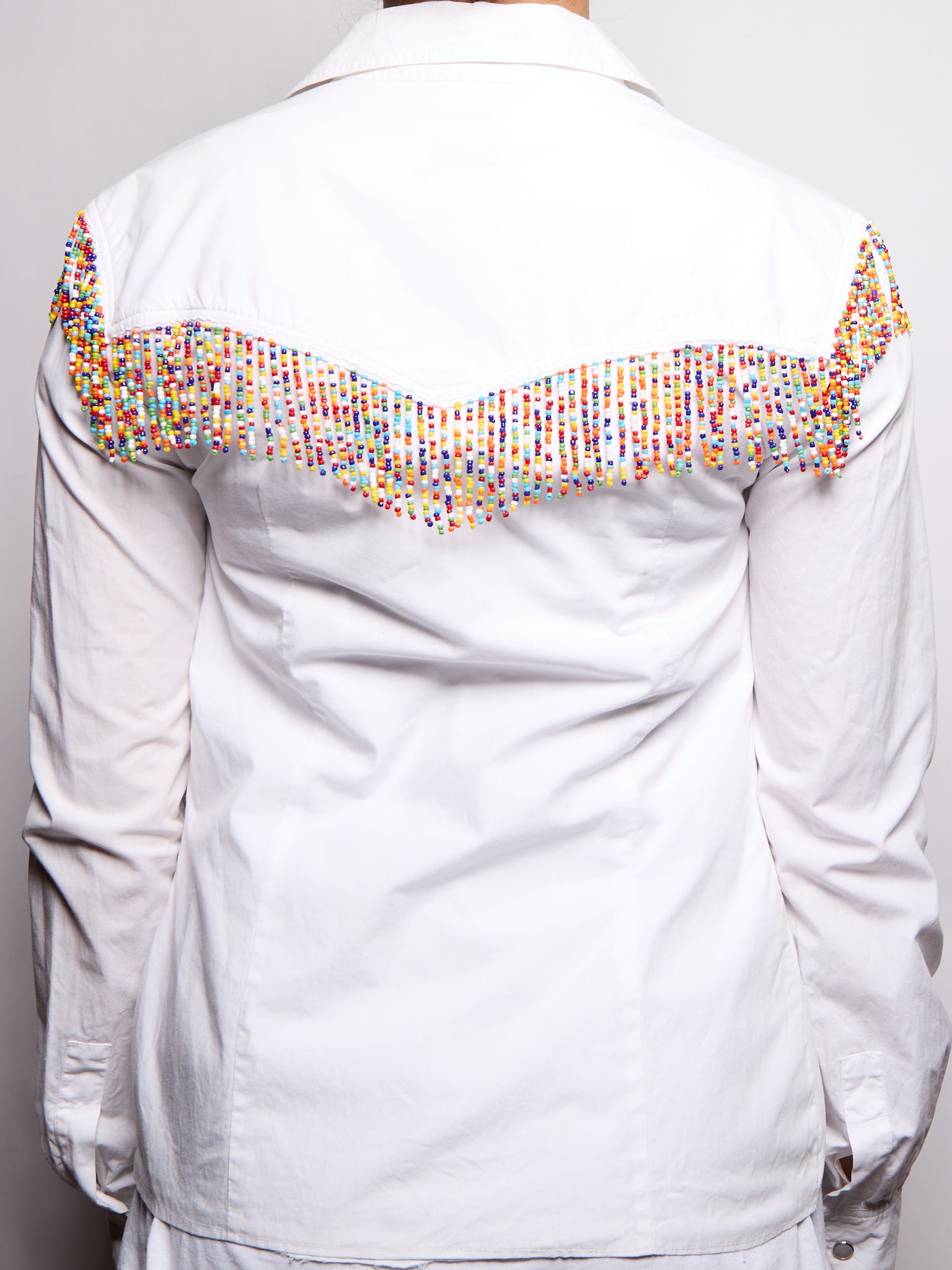 Moschino Denim Shirt with Multicolor Tassels