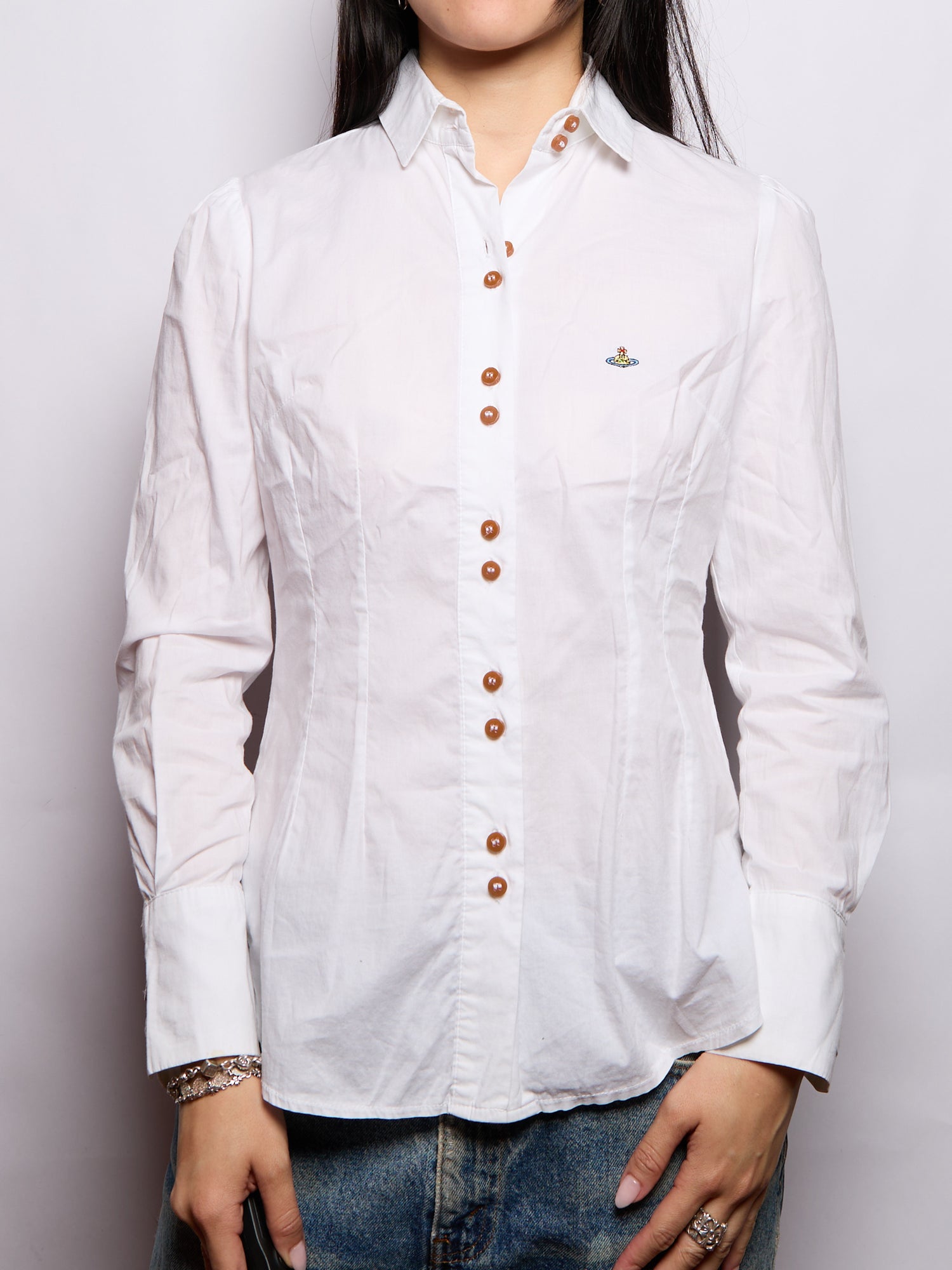 Vivienne Westwood White Button Down Orb Top