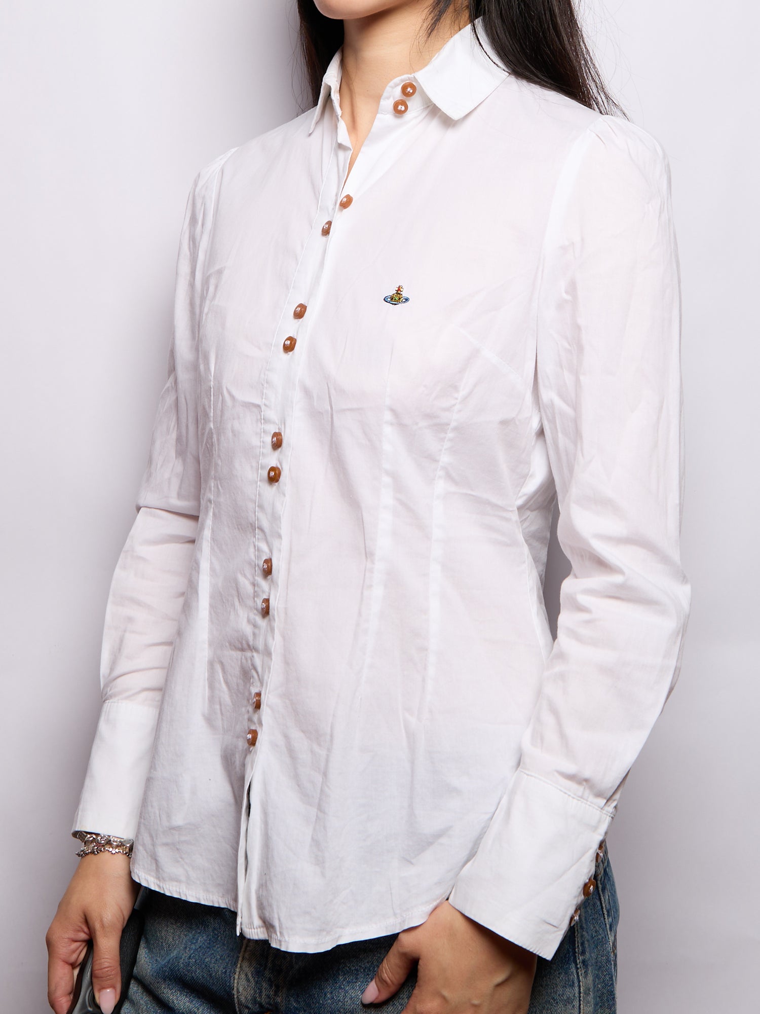 Vivienne Westwood White Button Down Orb Top