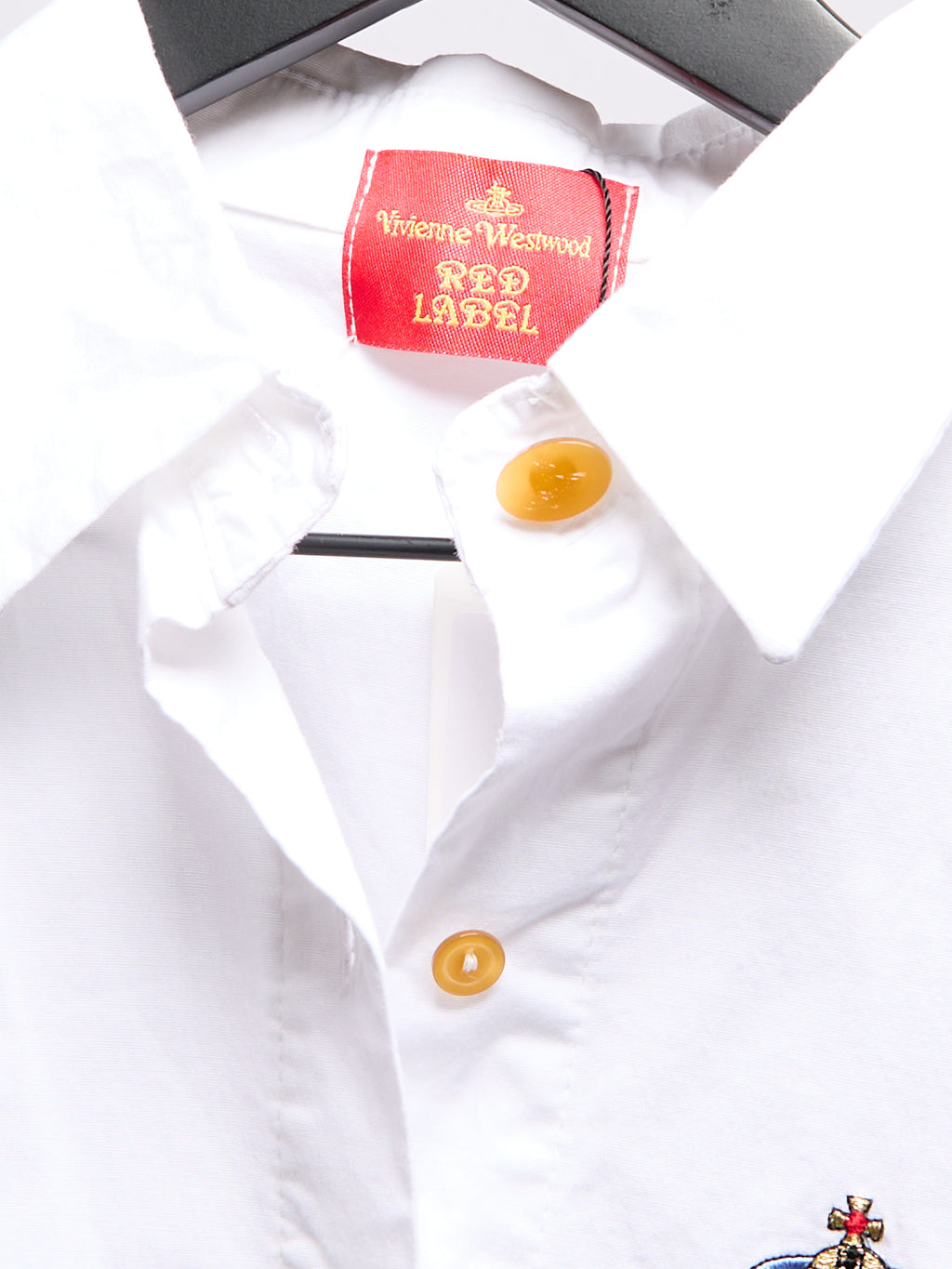 Vivienne Westwood White Button Down Cropped Sleeve Top