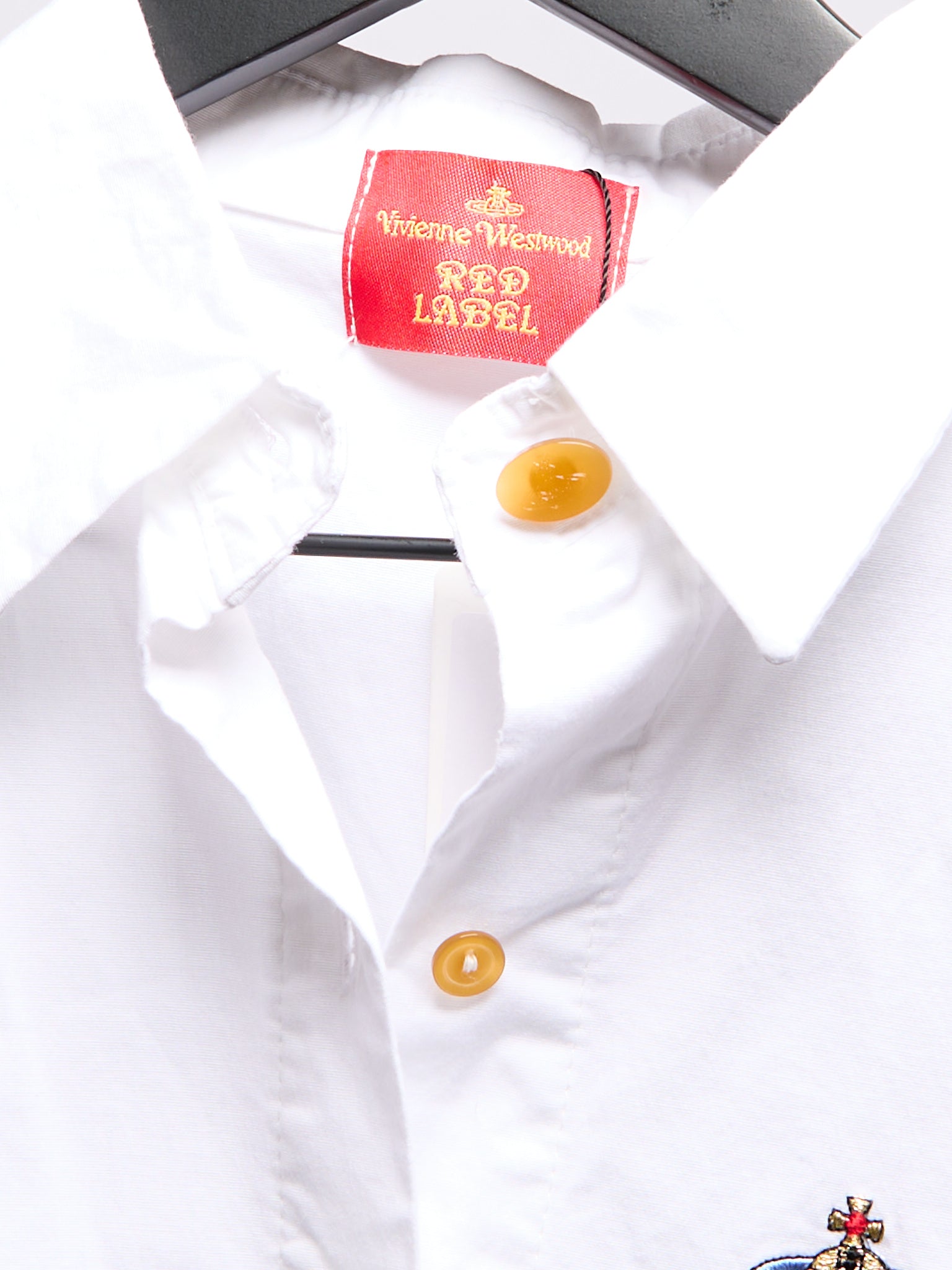 Vivienne Westwood White Button Down Cropped Sleeve Top