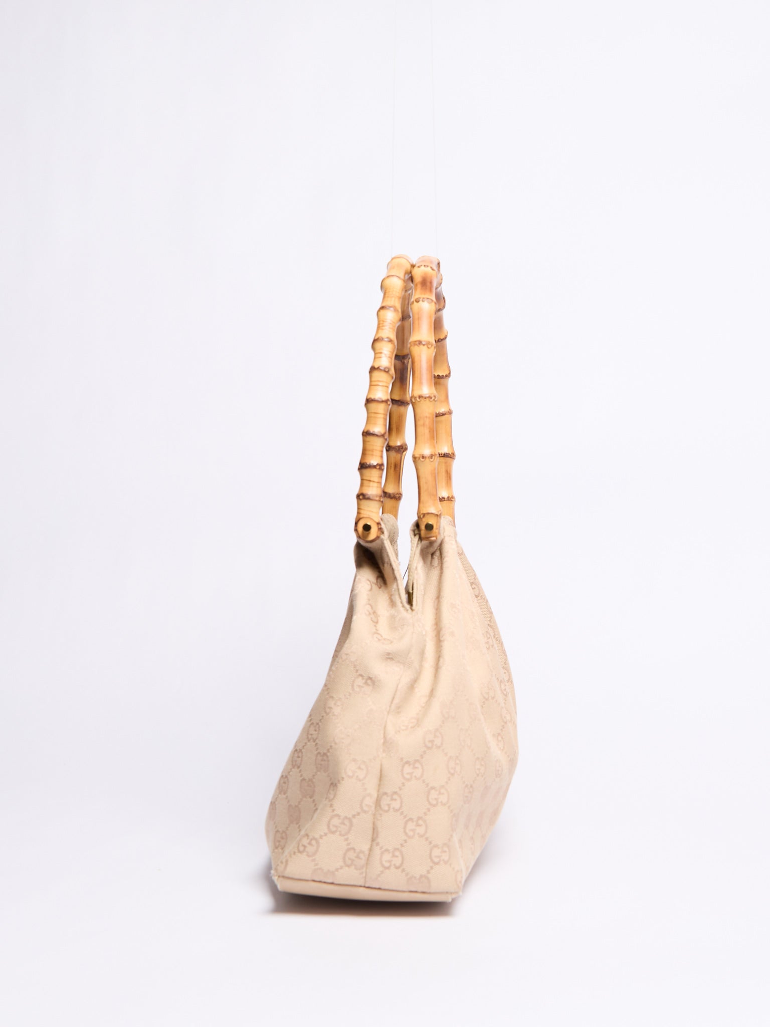 Gucci Cream Monogram Bamboo Shoulder Bag