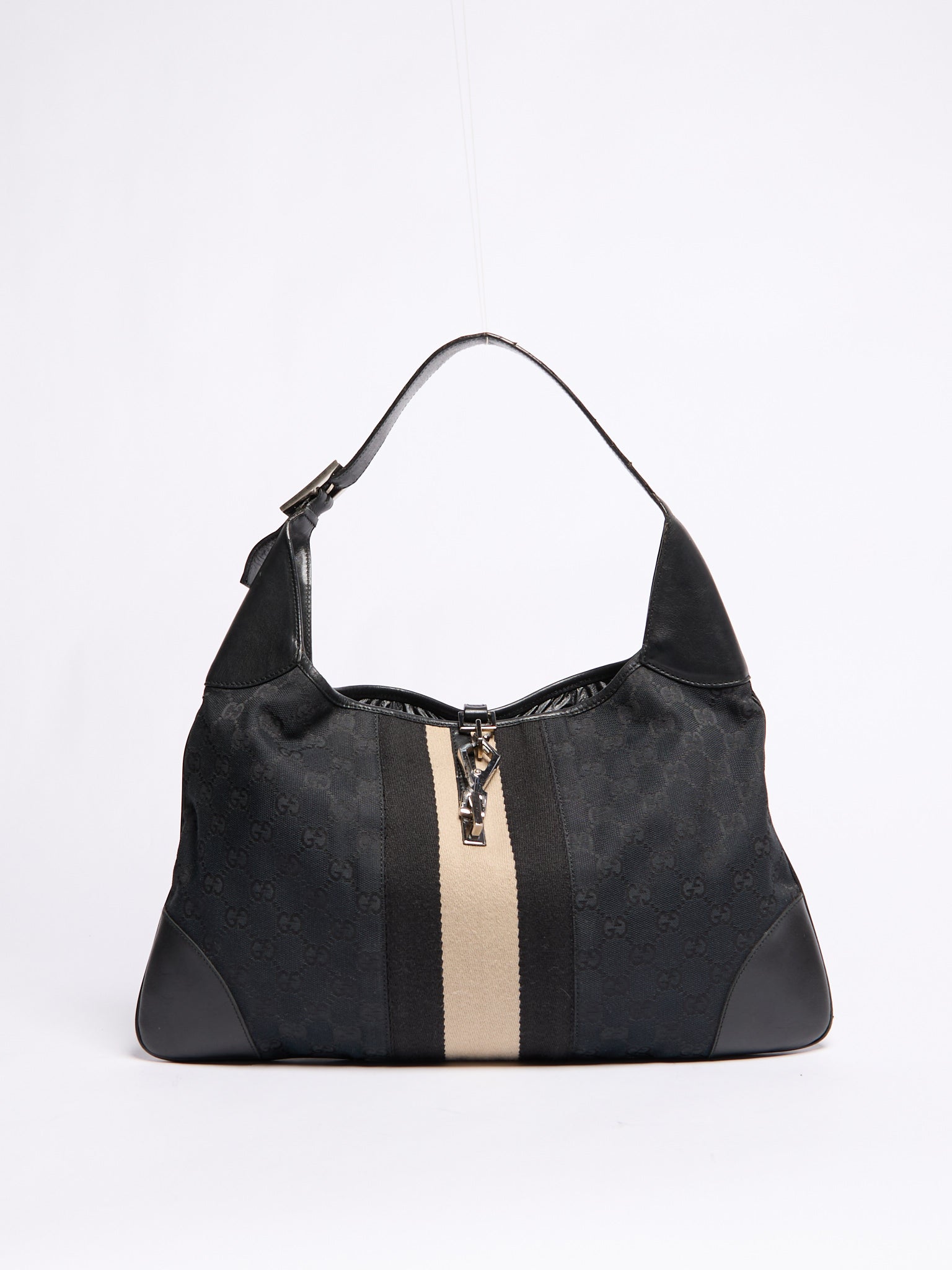Gucci Black Monogram Jackie Shoulder Bag