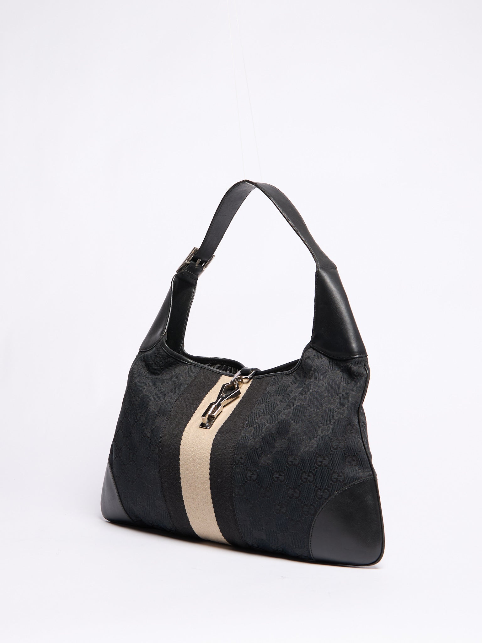 Gucci Black Monogram Jackie Shoulder Bag