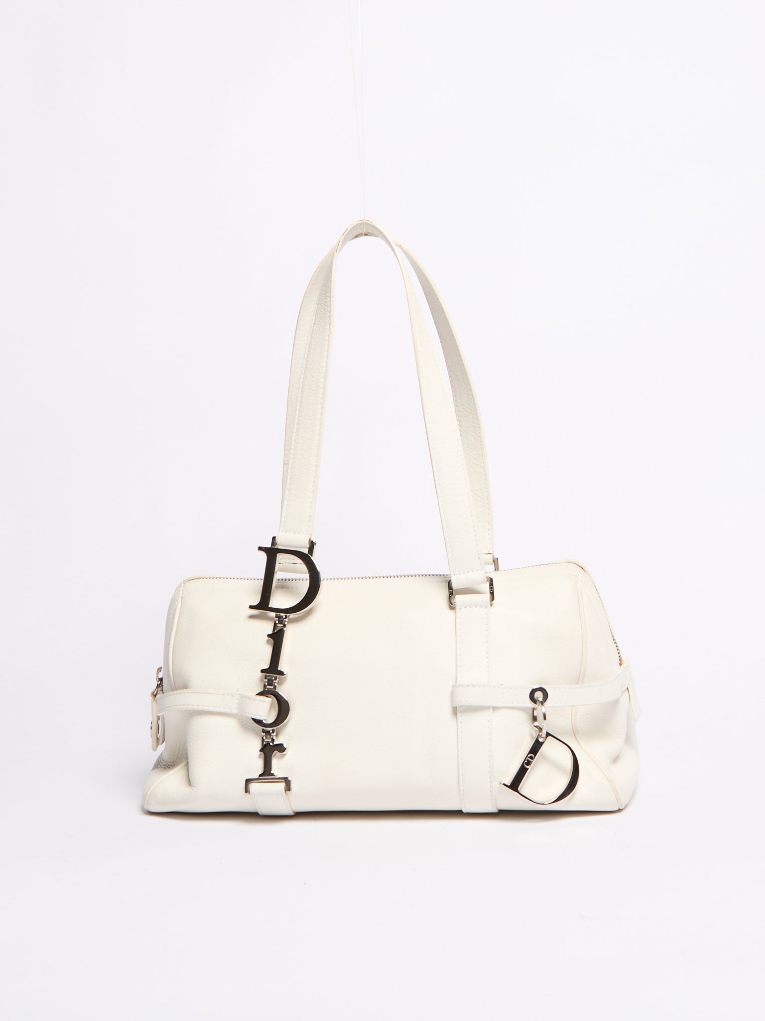 Christian Dior White Leather Charm Bag