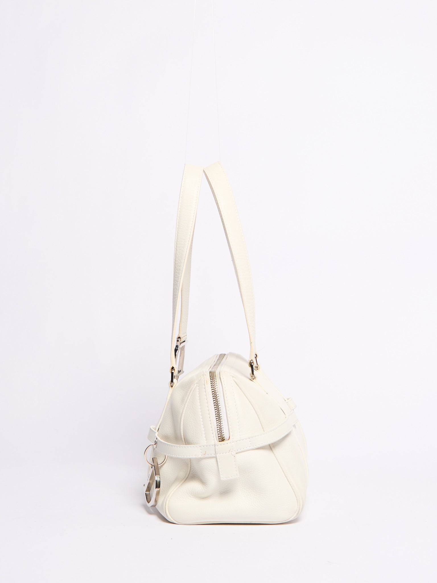 Christian Dior White Leather Charm Bag