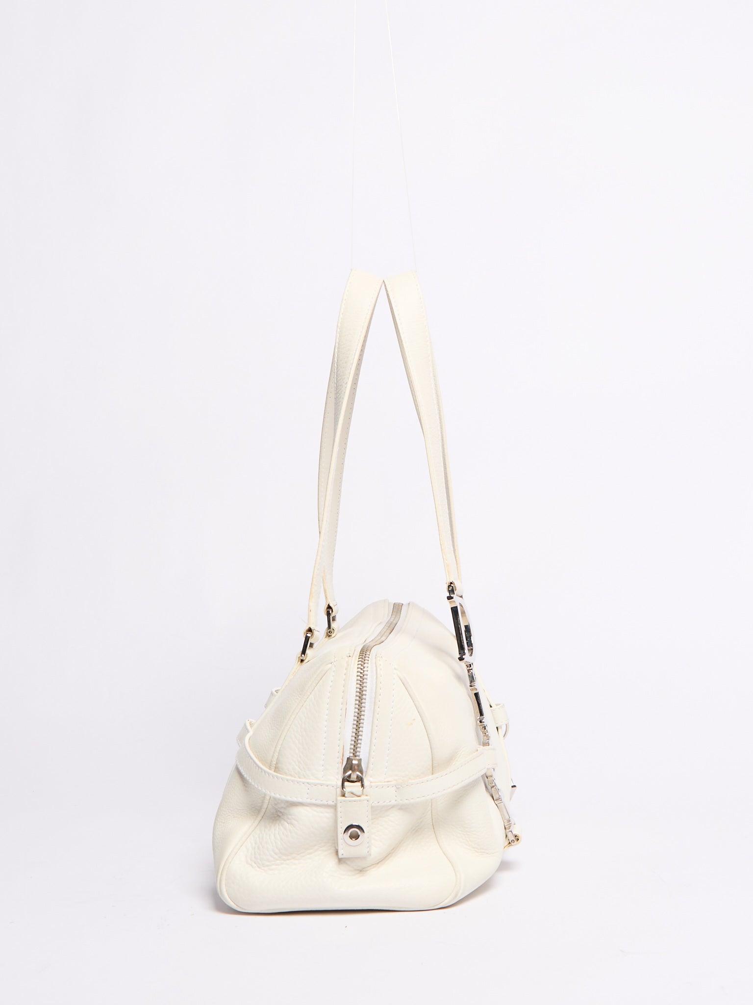 Christian Dior White Leather Charm Bag