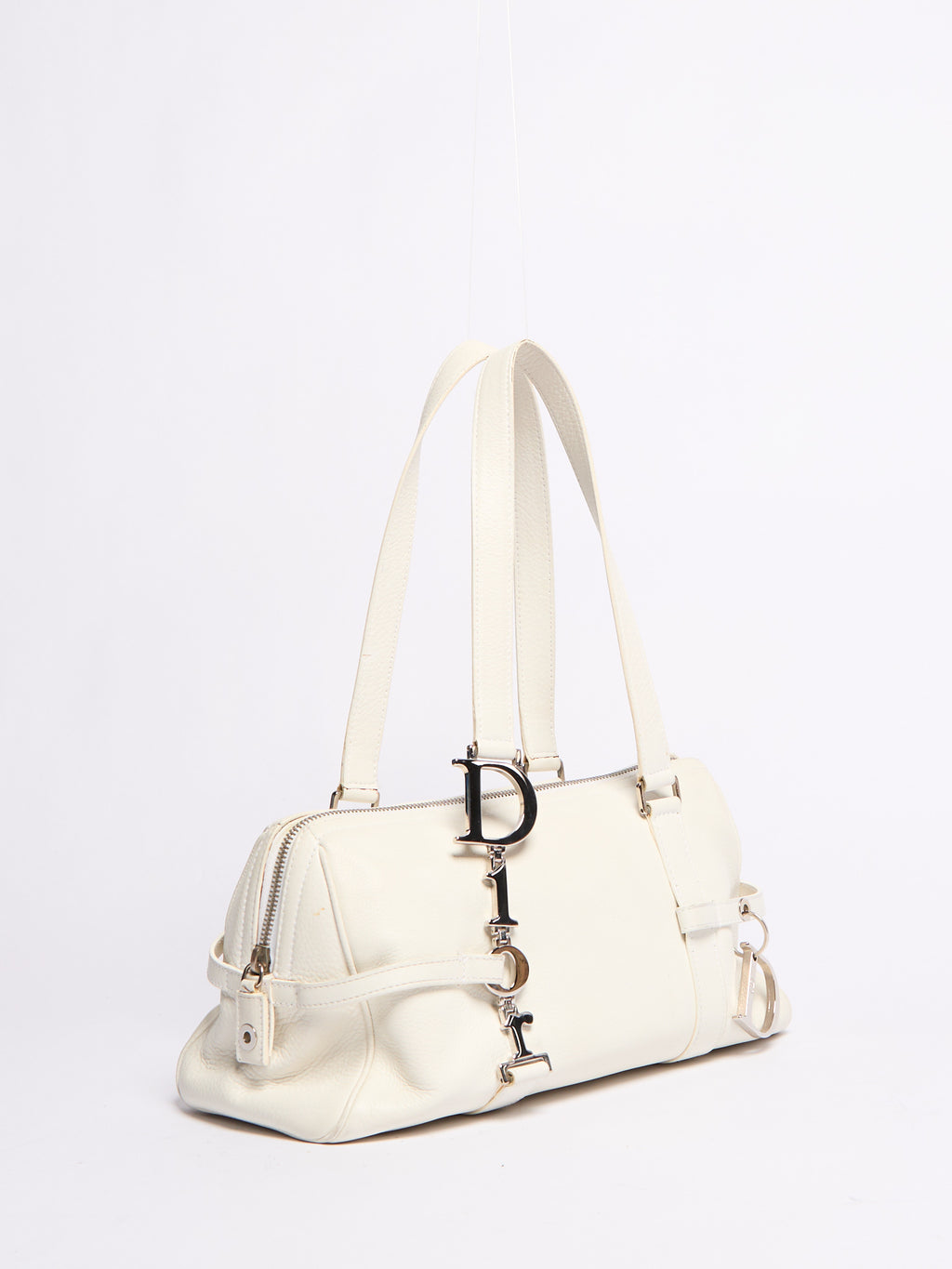 Christian Dior White Leather Charm Bag