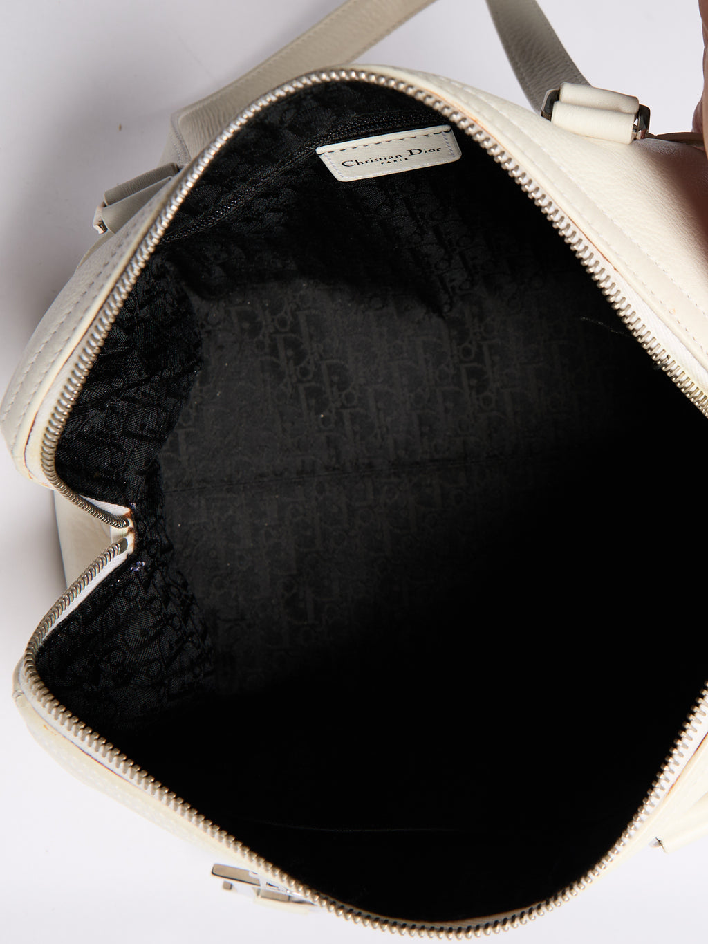 Christian Dior White Leather Charm Bag