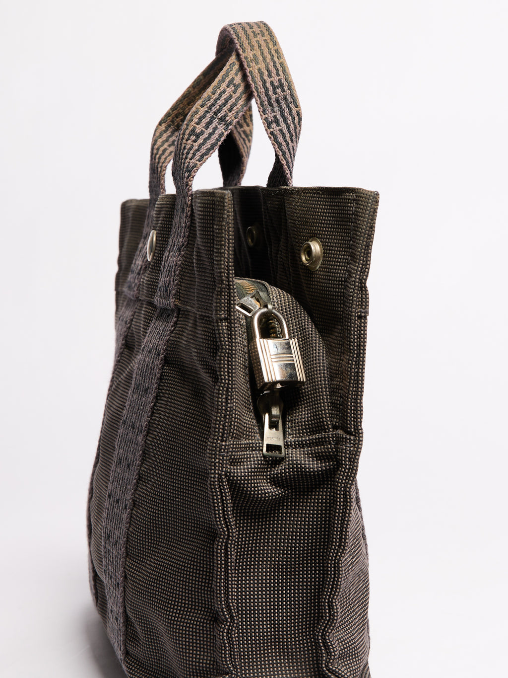 Hermes Fourre Tout Grey Lock Canvas S