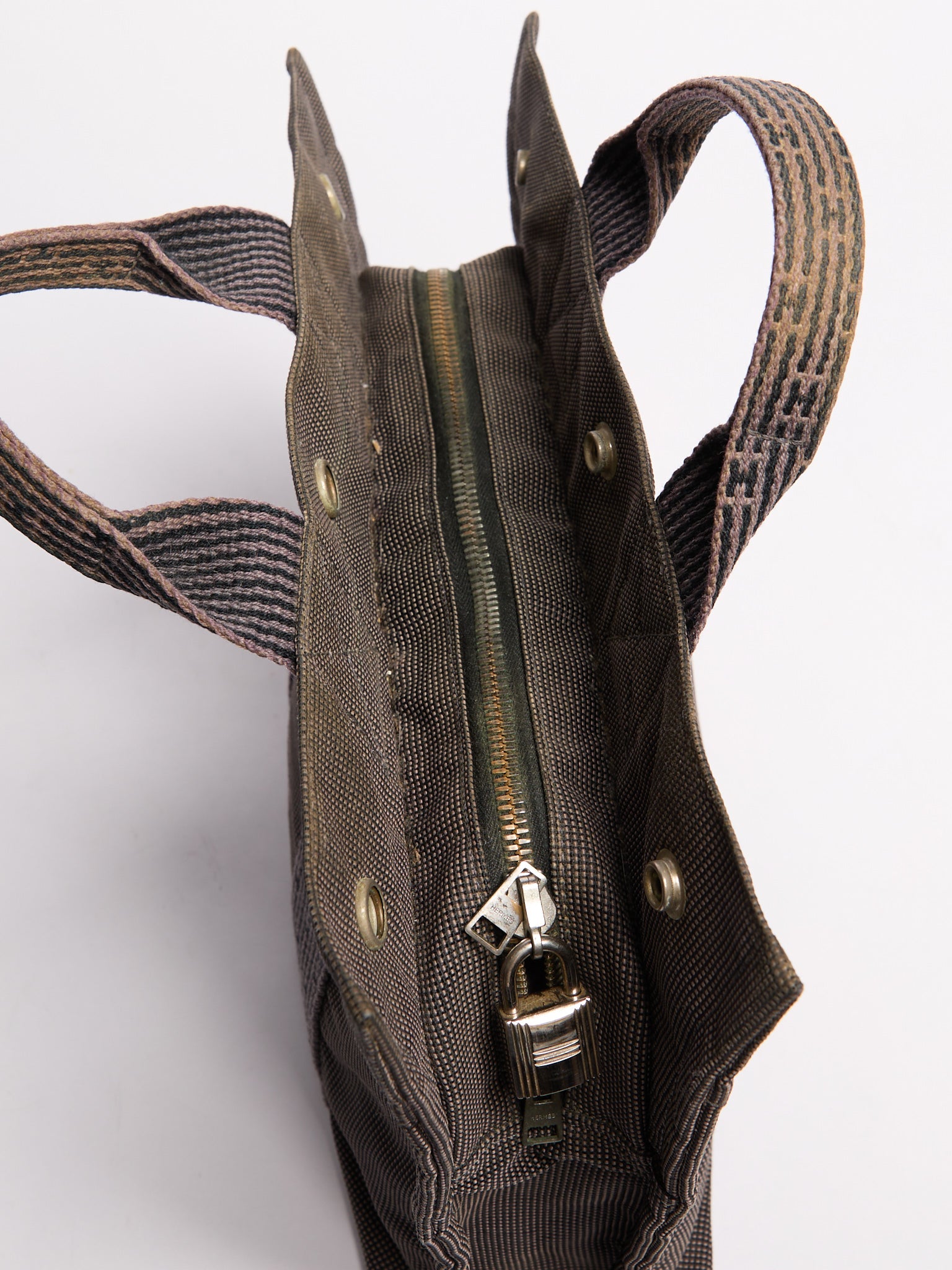Hermes Fourre Tout Grey Lock Canvas S