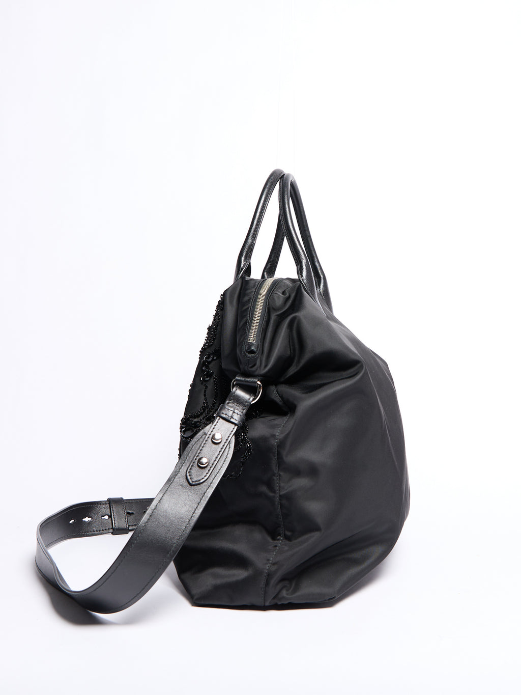 Prada Black Nylon Beaded Two Way Crossbody