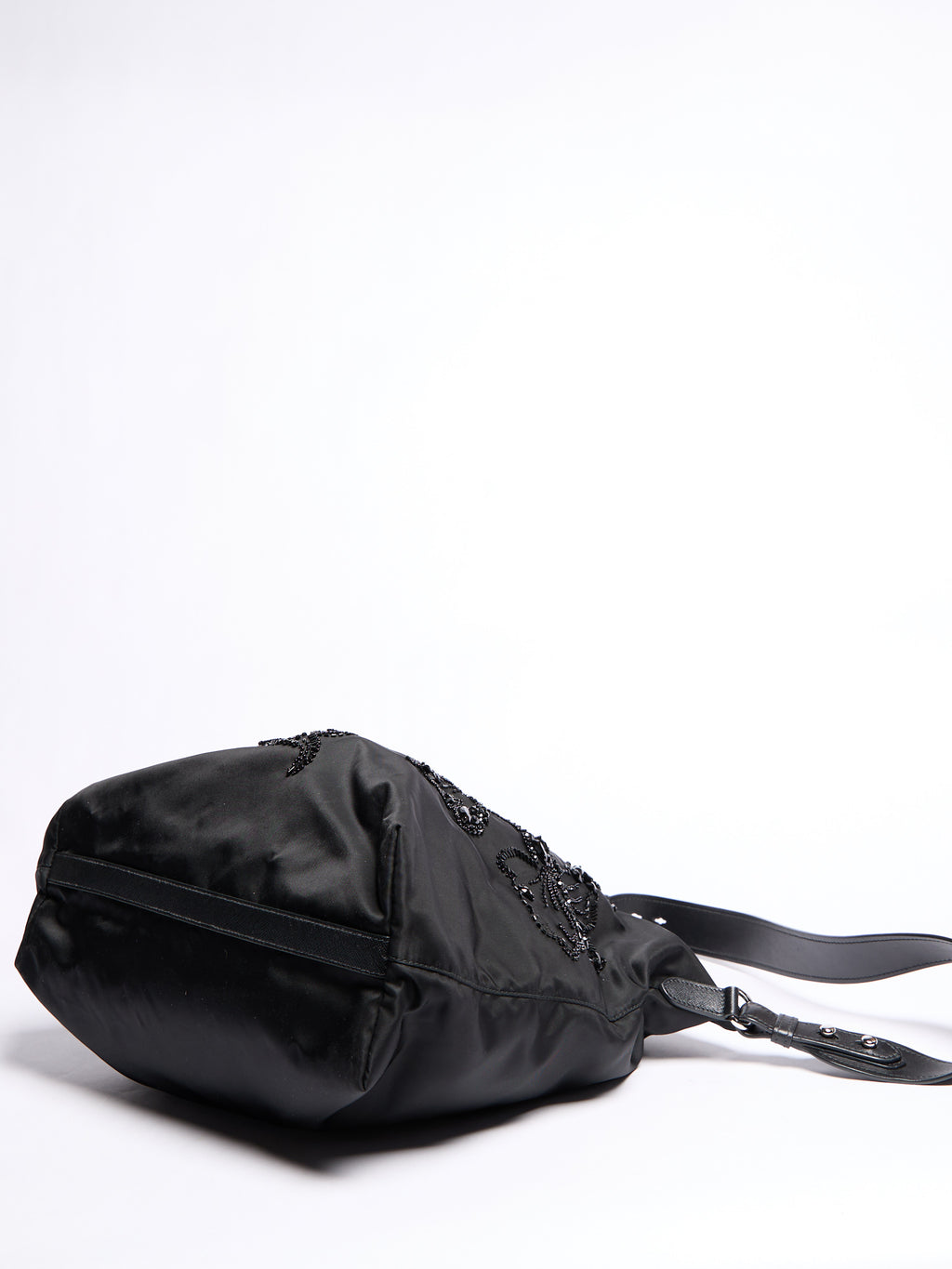 Prada Black Nylon Beaded Two Way Crossbody