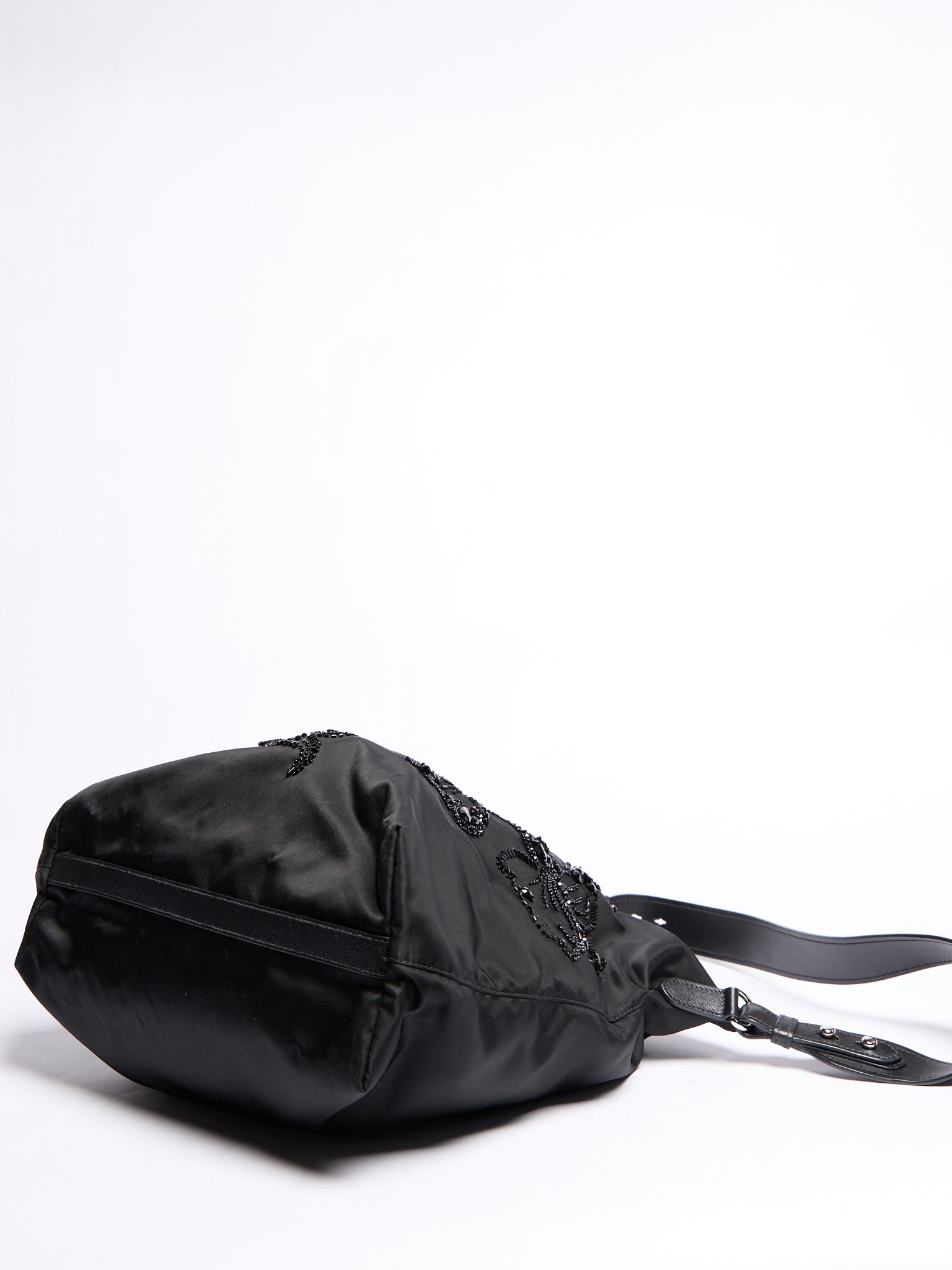 Prada Black Nylon Beaded Two Way Crossbody