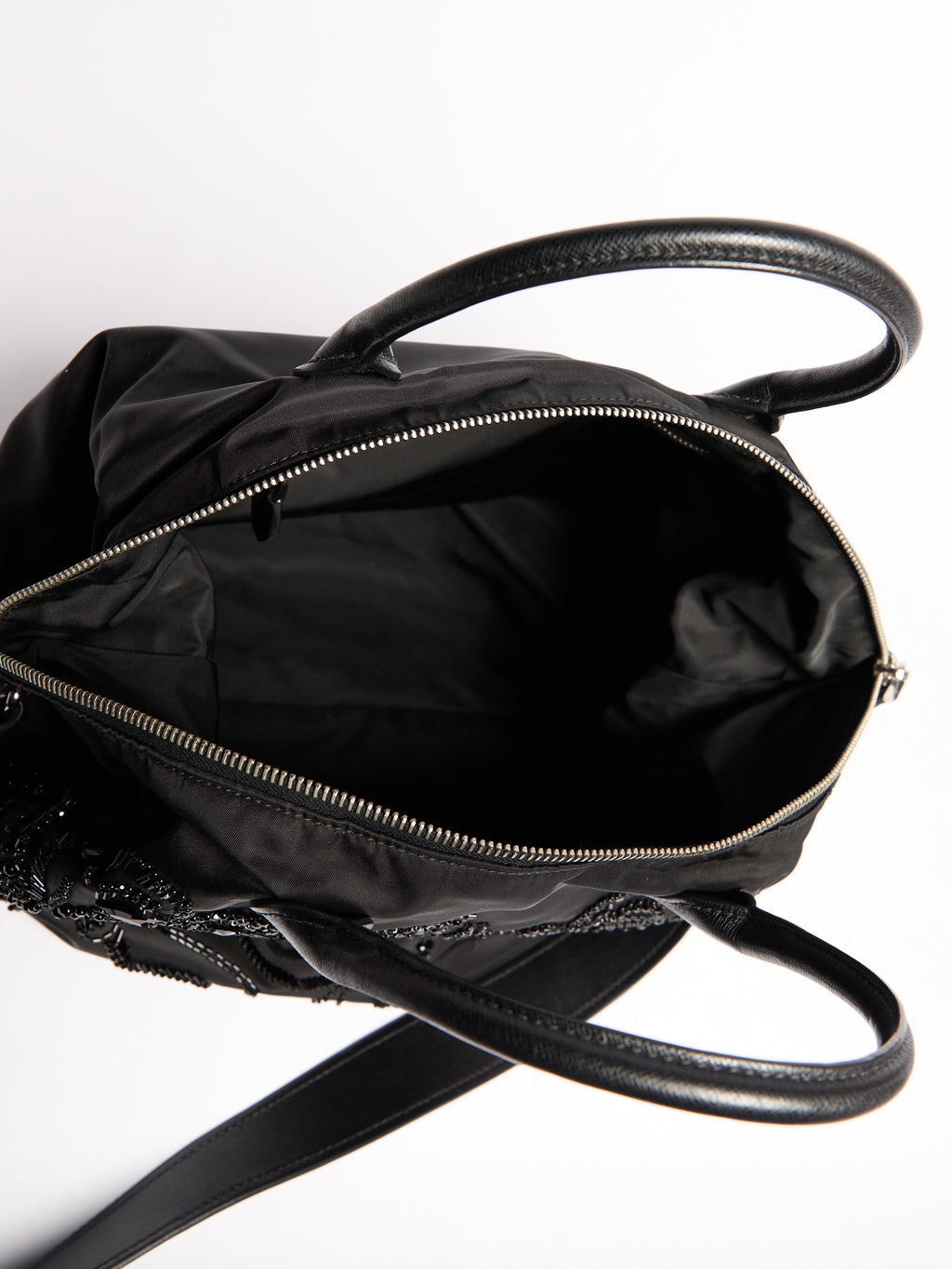 Prada Black Nylon Beaded Two Way Crossbody