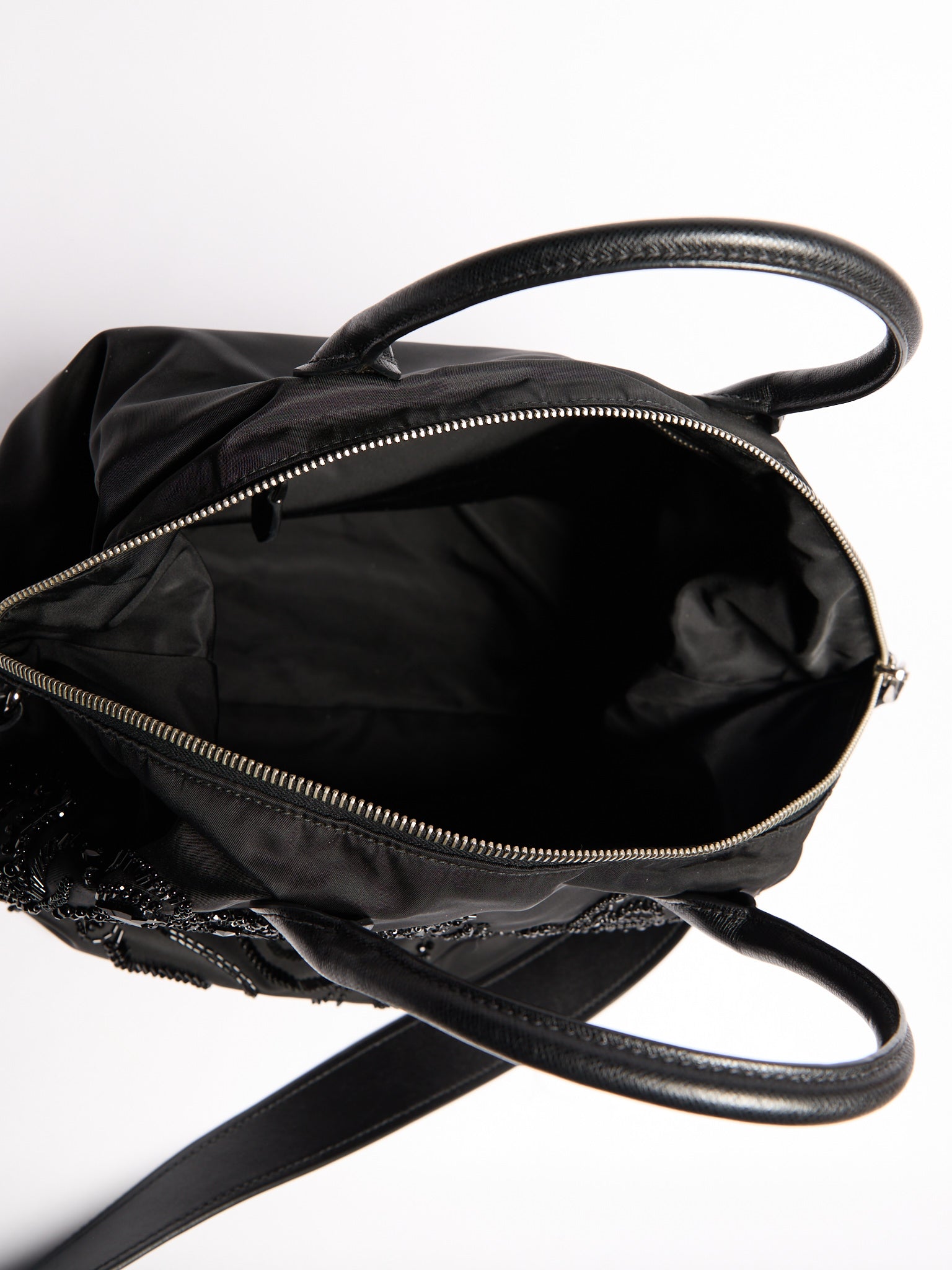Prada Black Nylon Beaded Two Way Crossbody