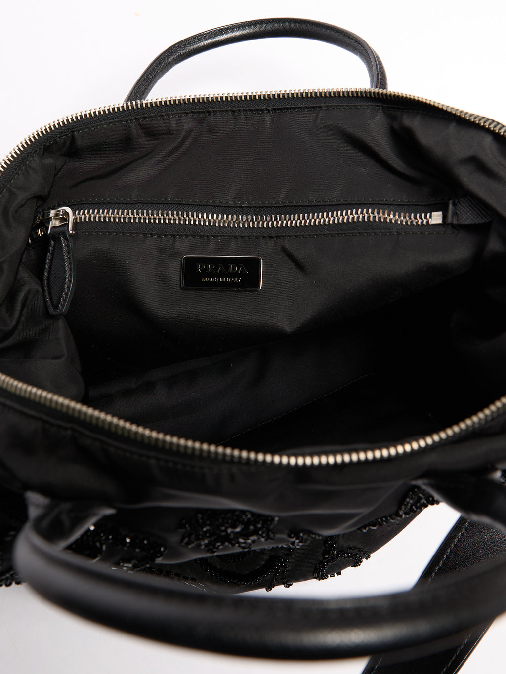 Prada Black Nylon Beaded Two Way Crossbody