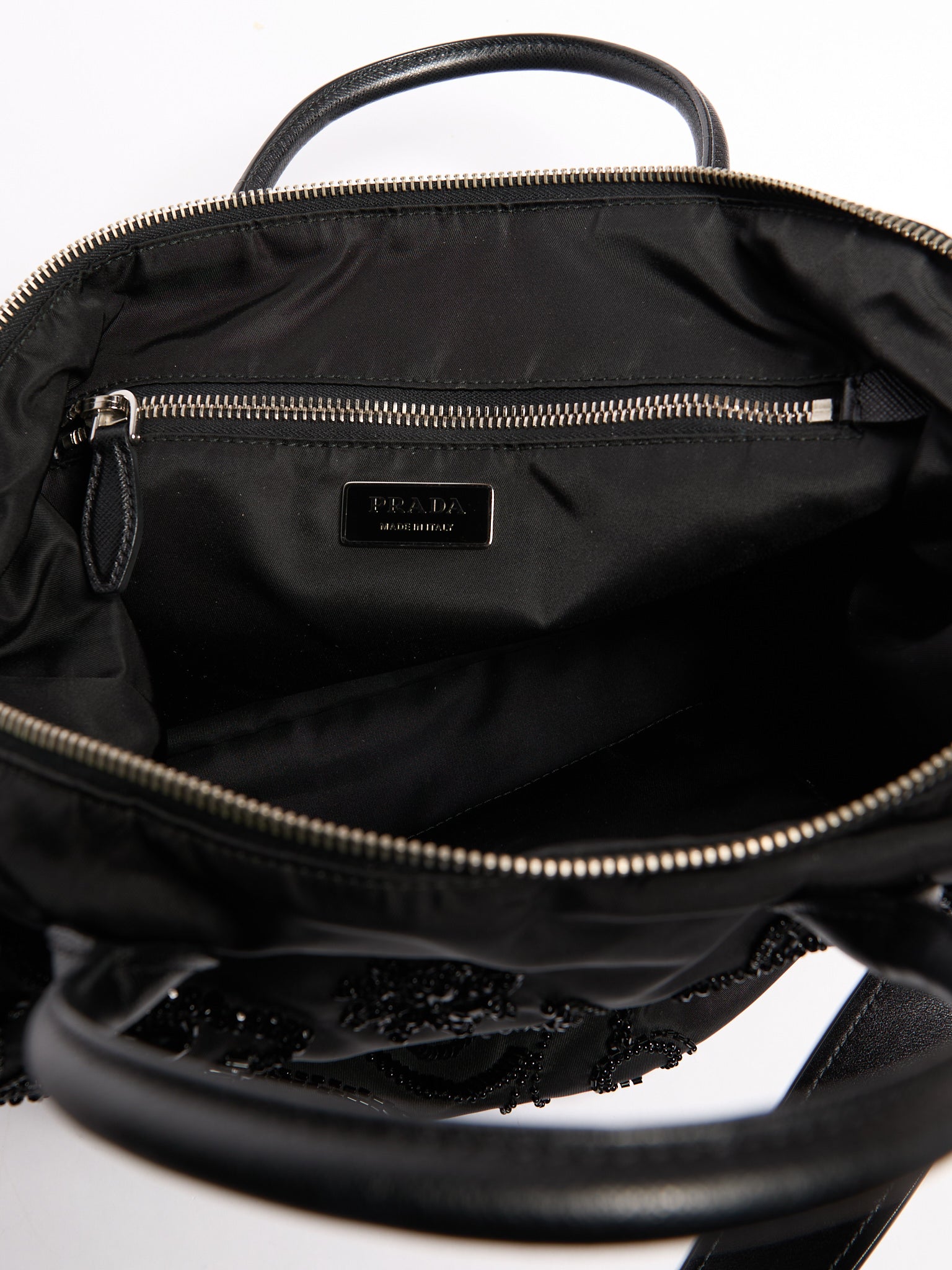 Prada Black Nylon Beaded Two Way Crossbody