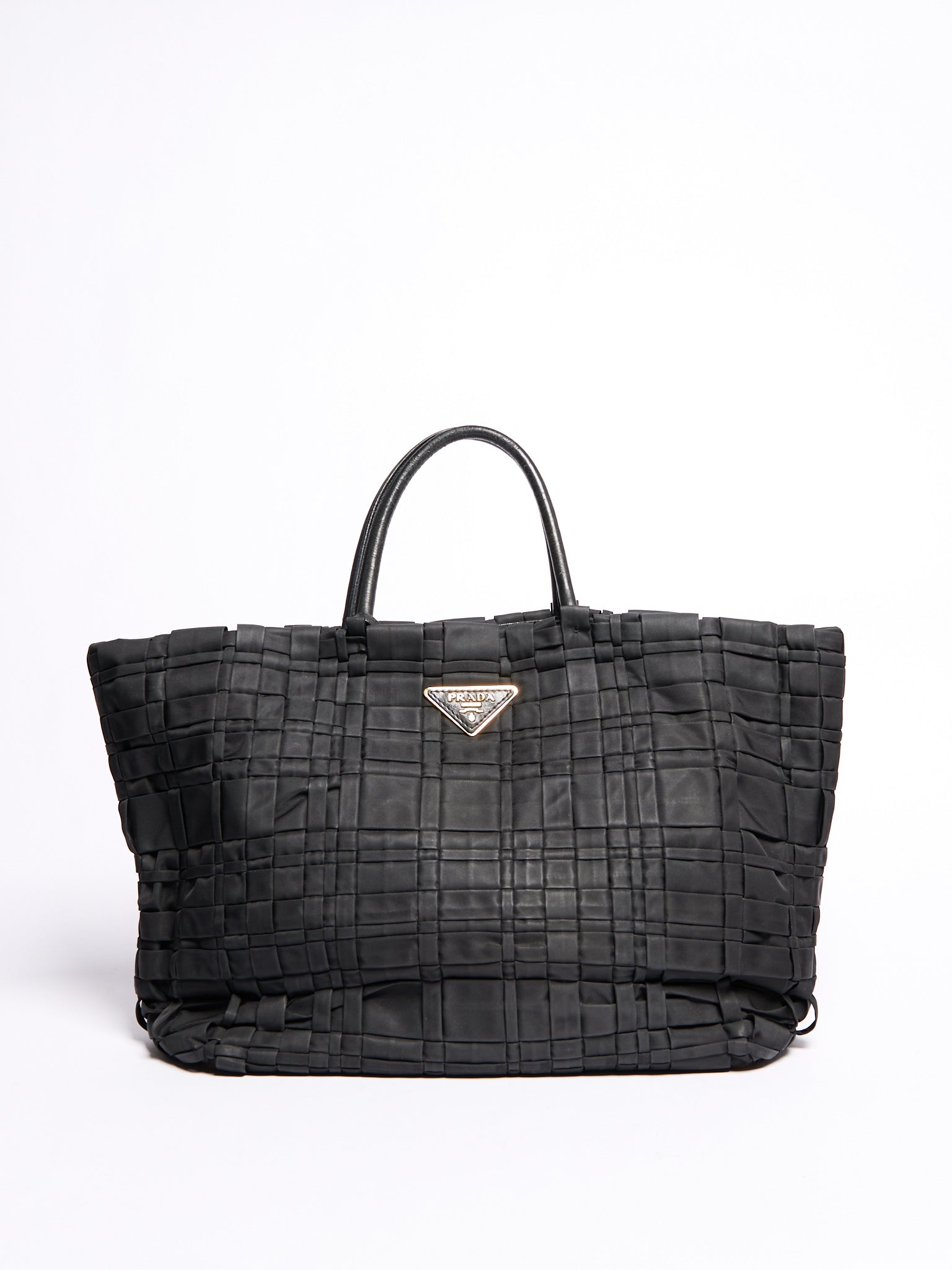 Prada Black Nylon Woven Tote