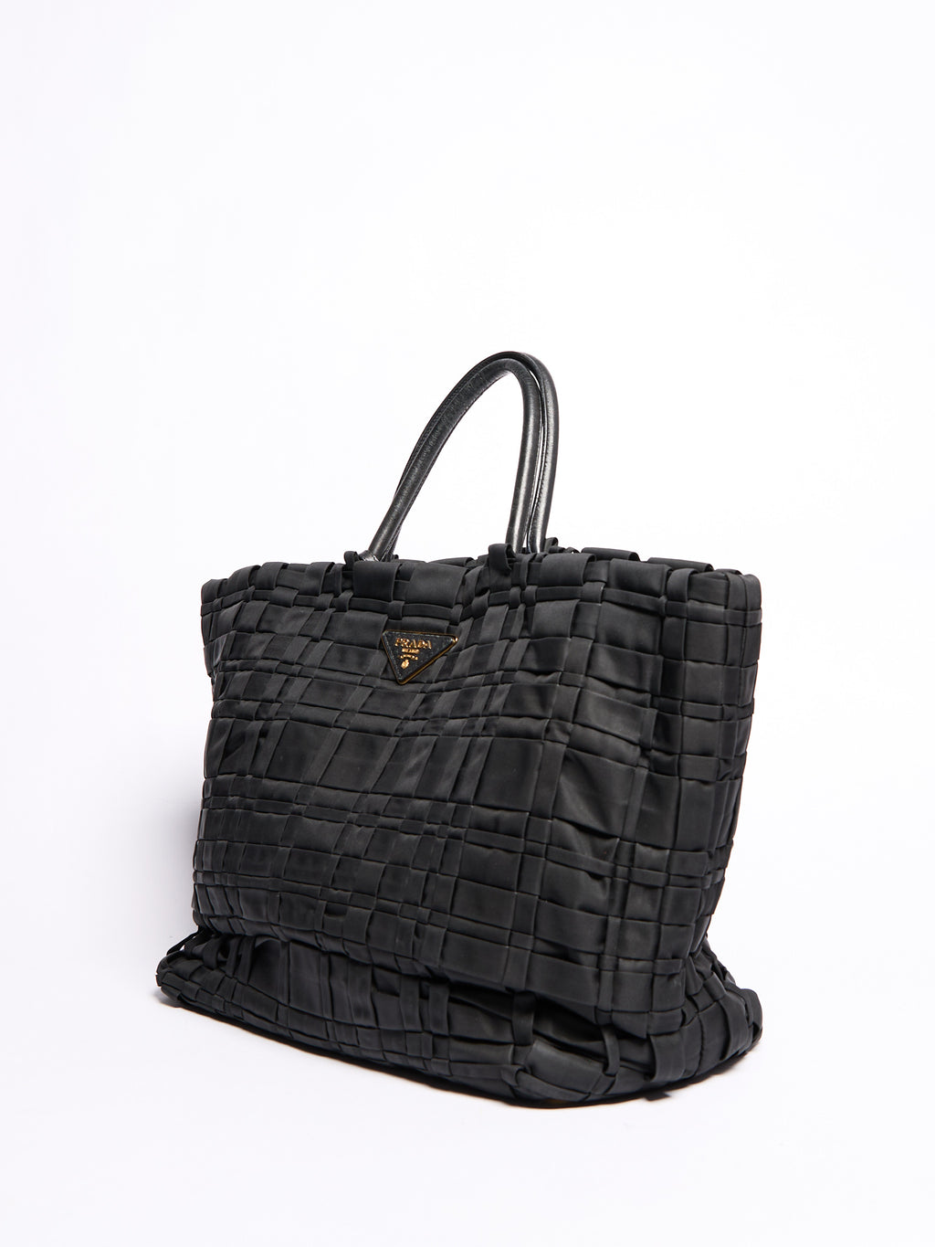 Prada Black Nylon Woven Tote