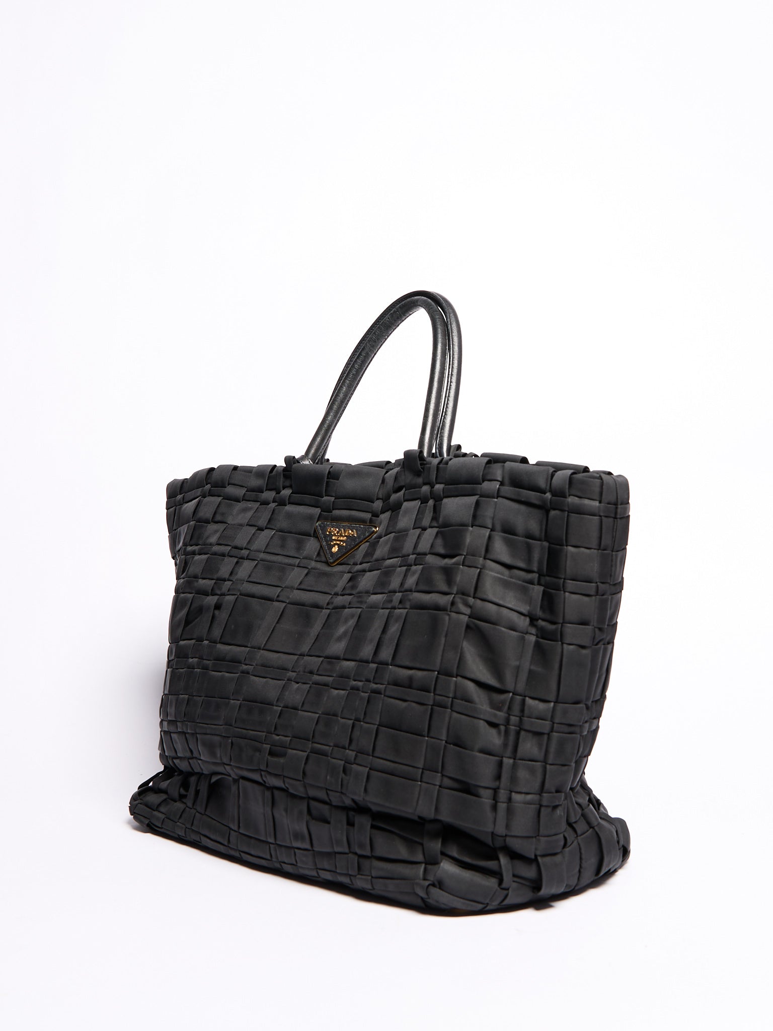 Prada Black Nylon Woven Tote