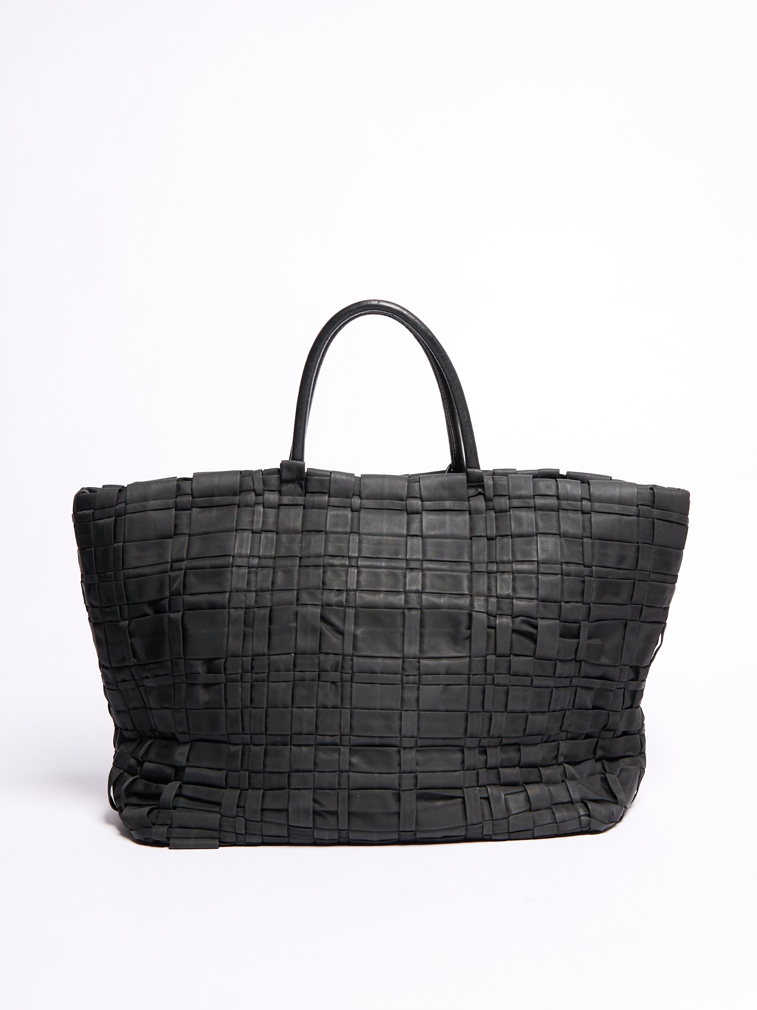 Prada Black Nylon Woven Tote