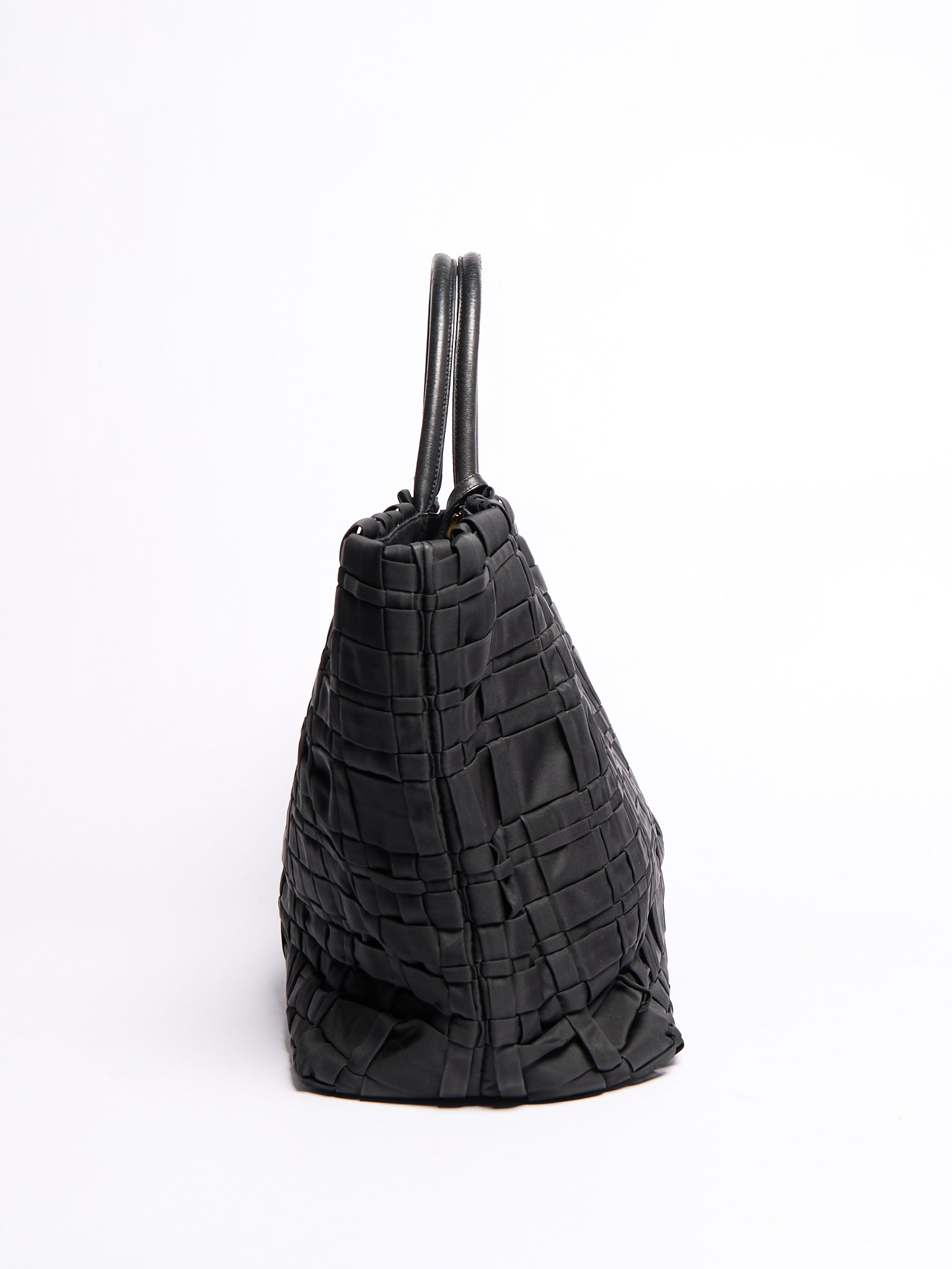 Prada Black Nylon Woven Tote