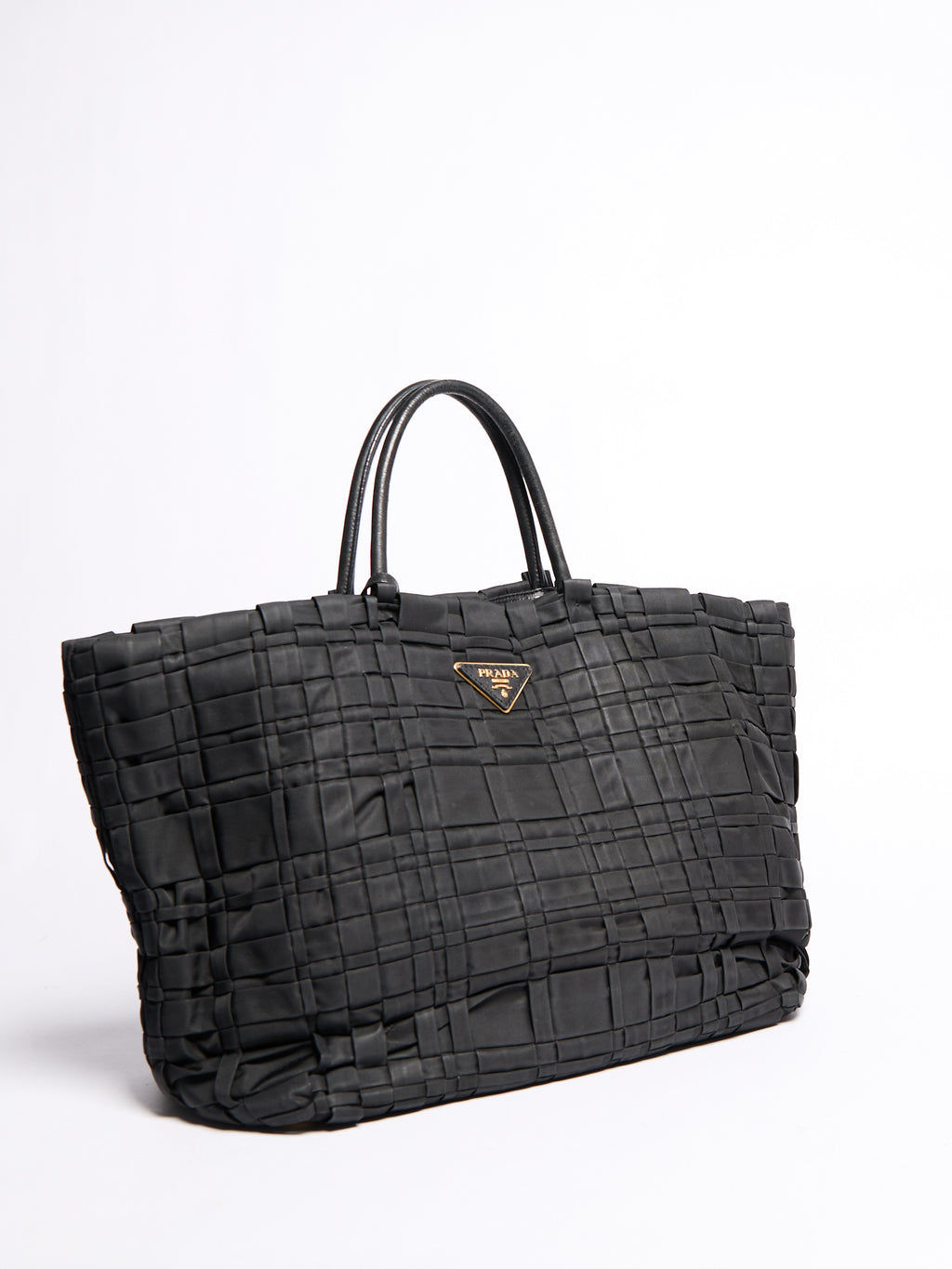 Prada Black Nylon Woven Tote