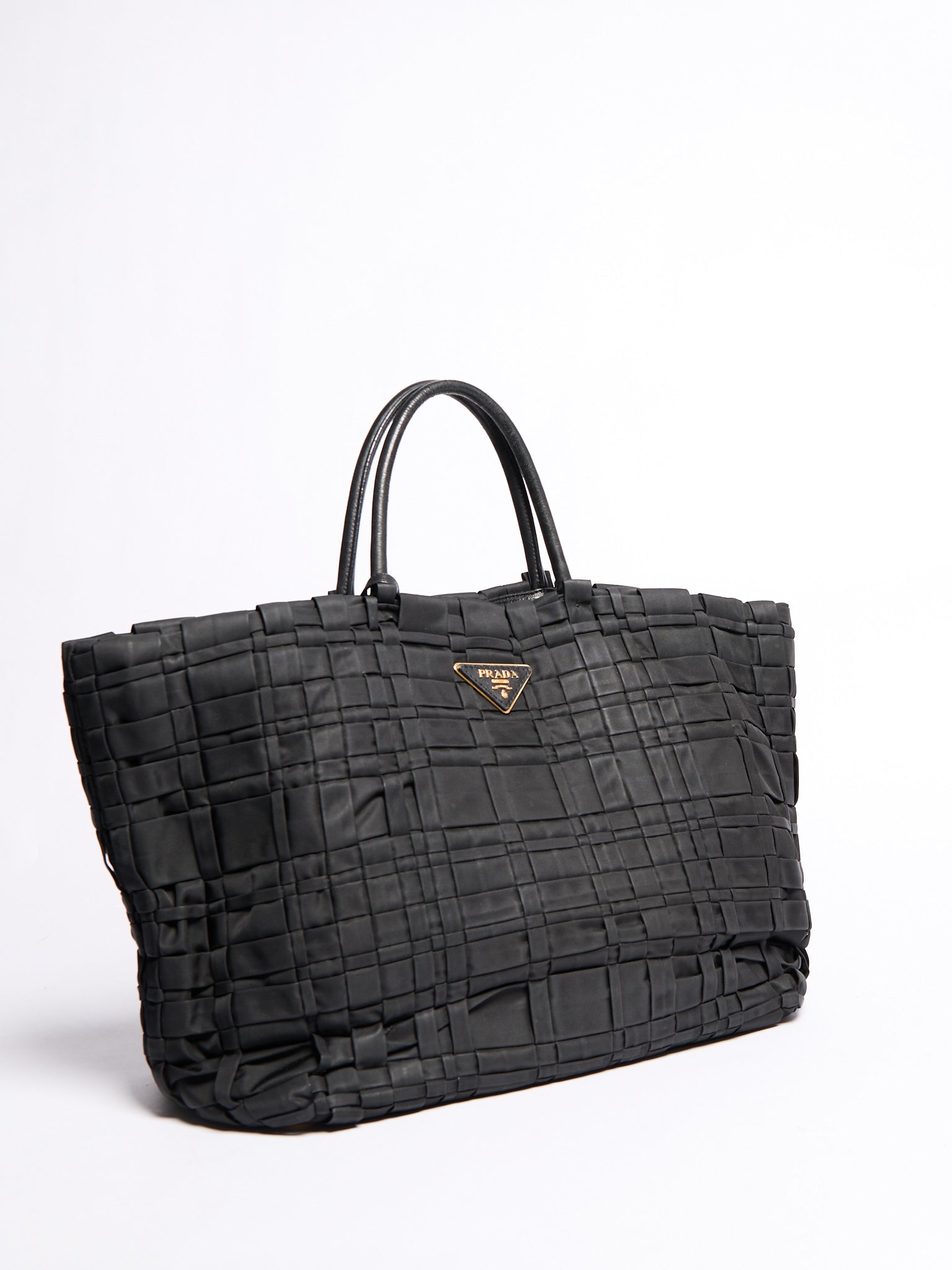 Prada Black Nylon Woven Tote
