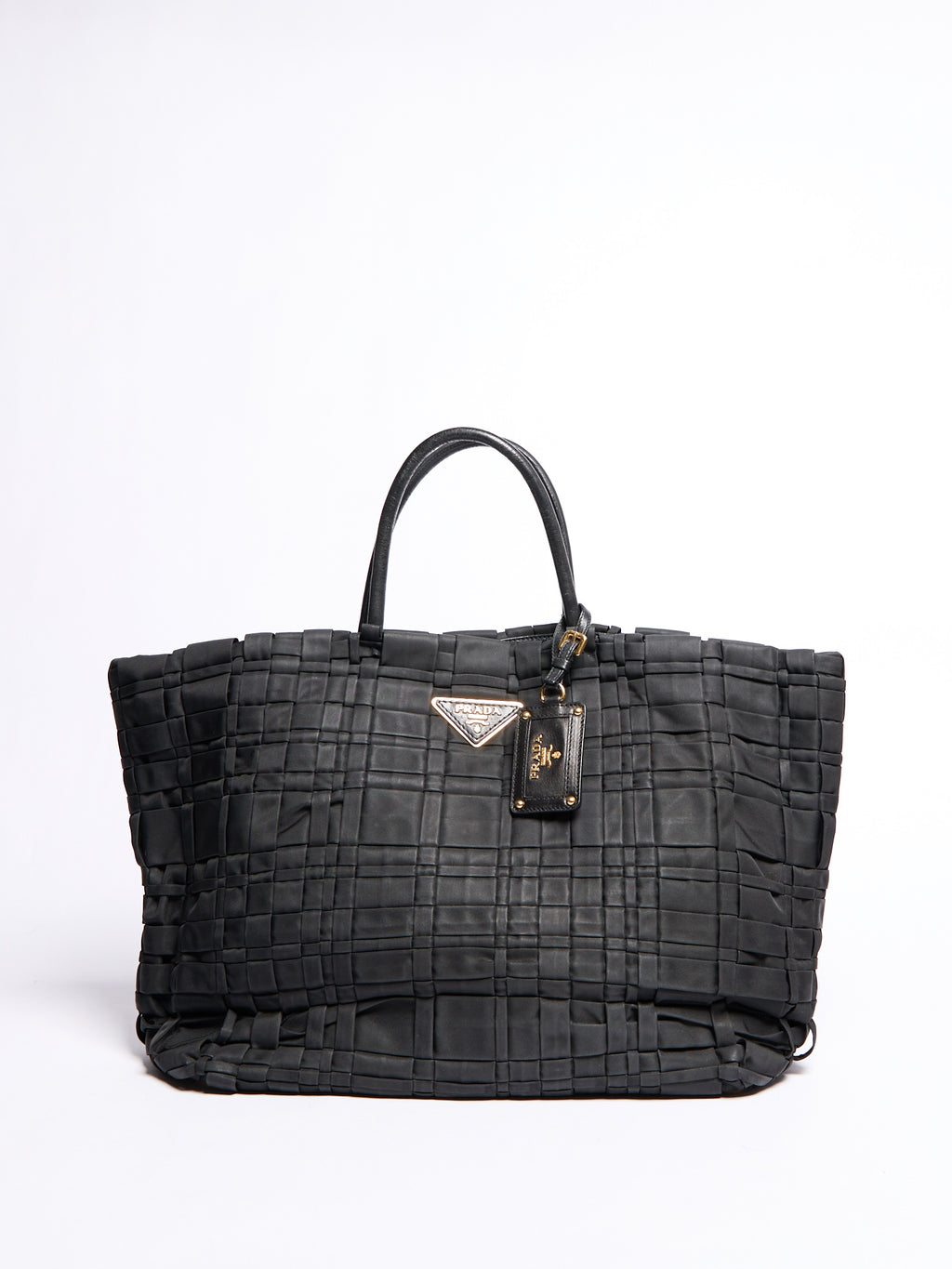 Prada Black Nylon Woven Tote