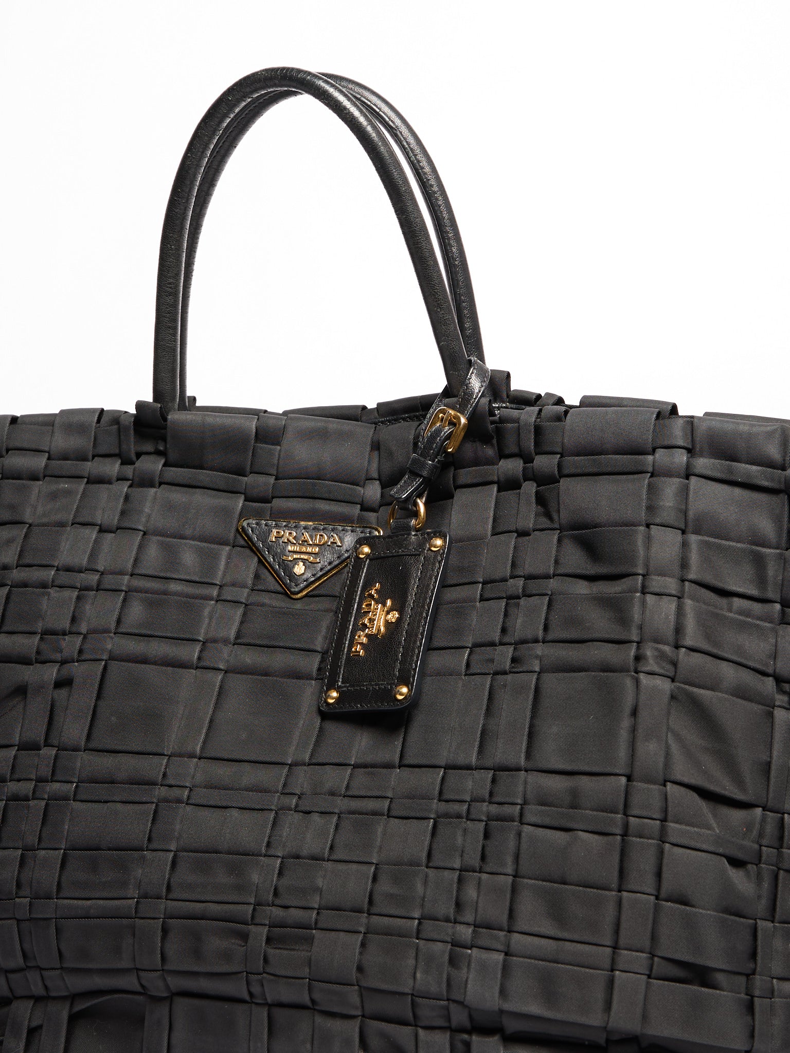Prada Black Nylon Woven Tote