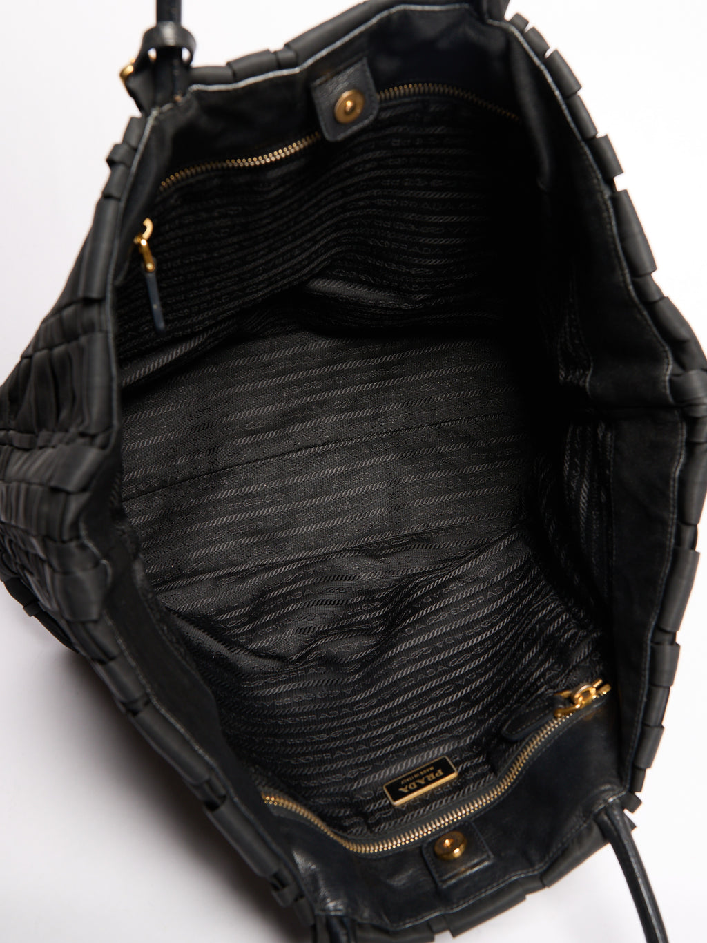 Prada Black Nylon Woven Tote