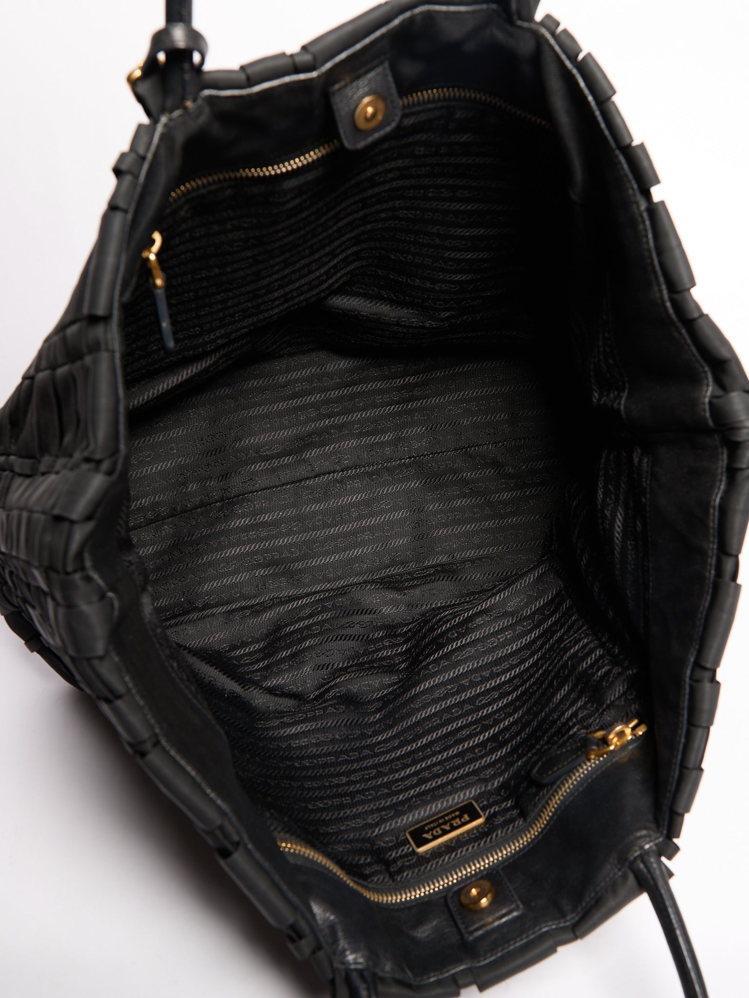 Prada Black Nylon Woven Tote