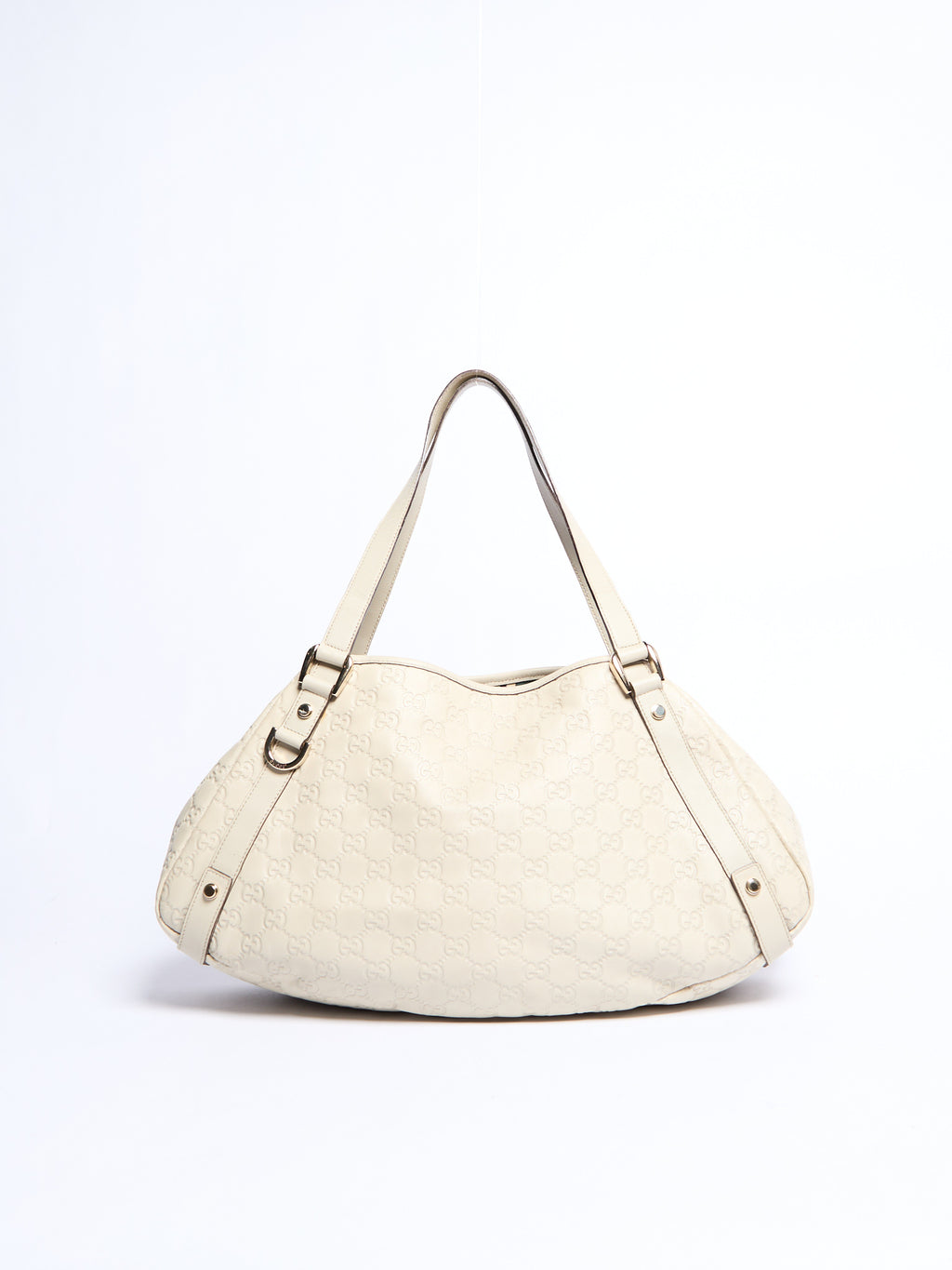 Gucci Cream Leather Monogram Shoulder Bag