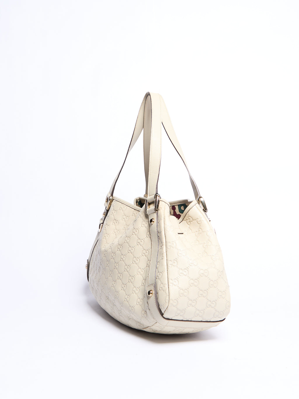 Gucci Cream Leather Monogram Shoulder Bag