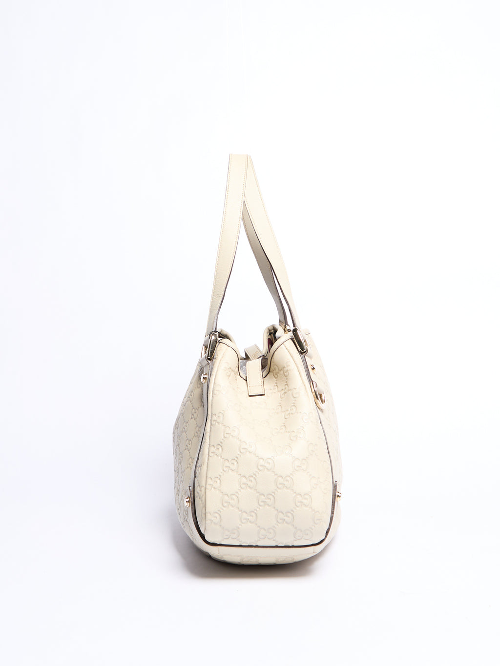 Gucci Cream Leather Monogram Shoulder Bag