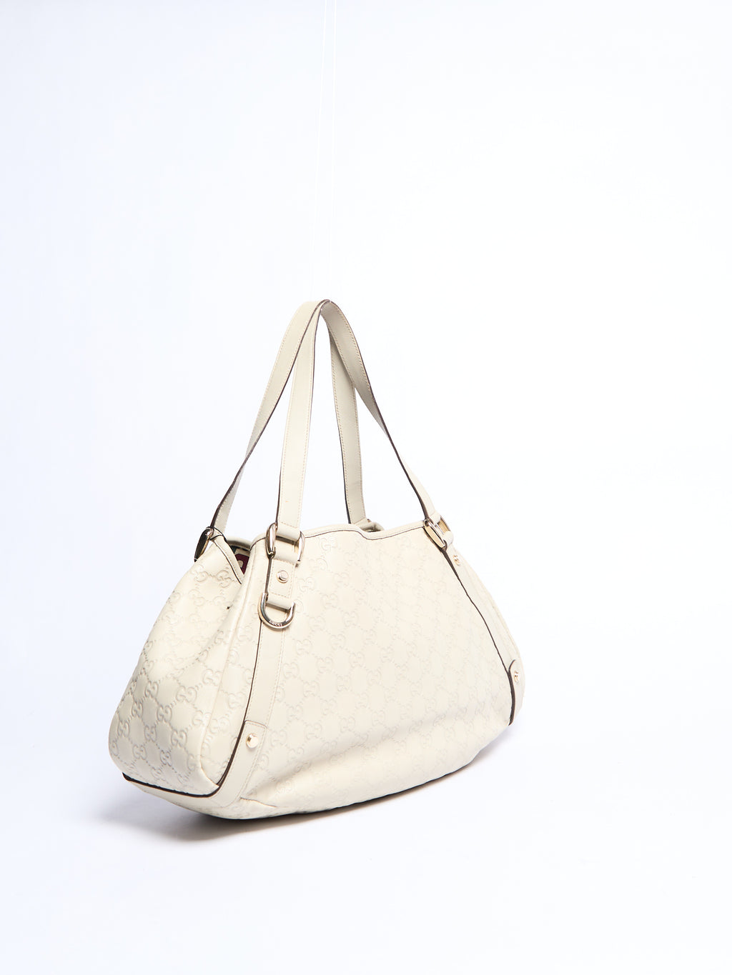 Gucci Cream Leather Monogram Shoulder Bag