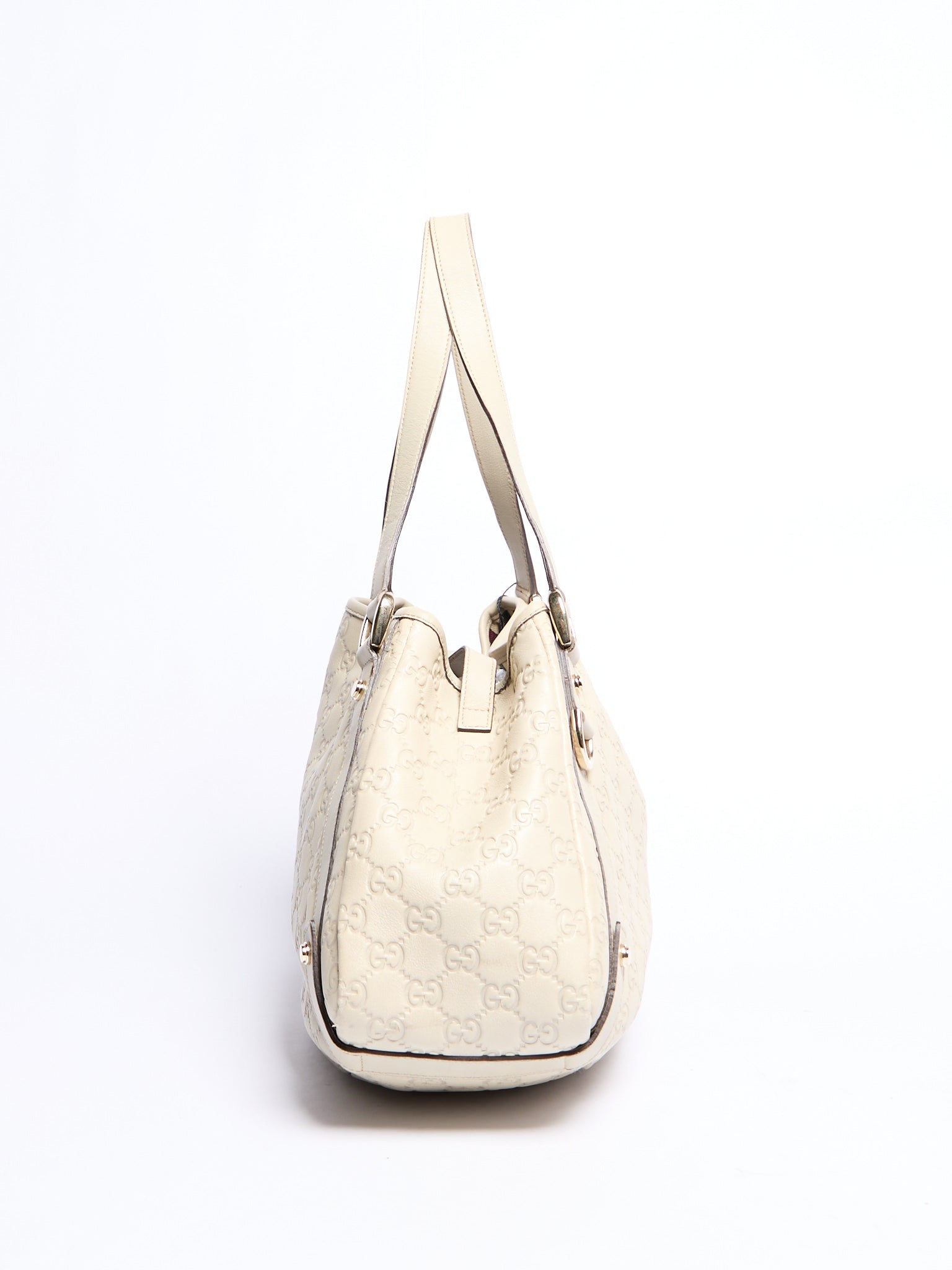 Gucci Cream Leather Monogram Shoulder Bag