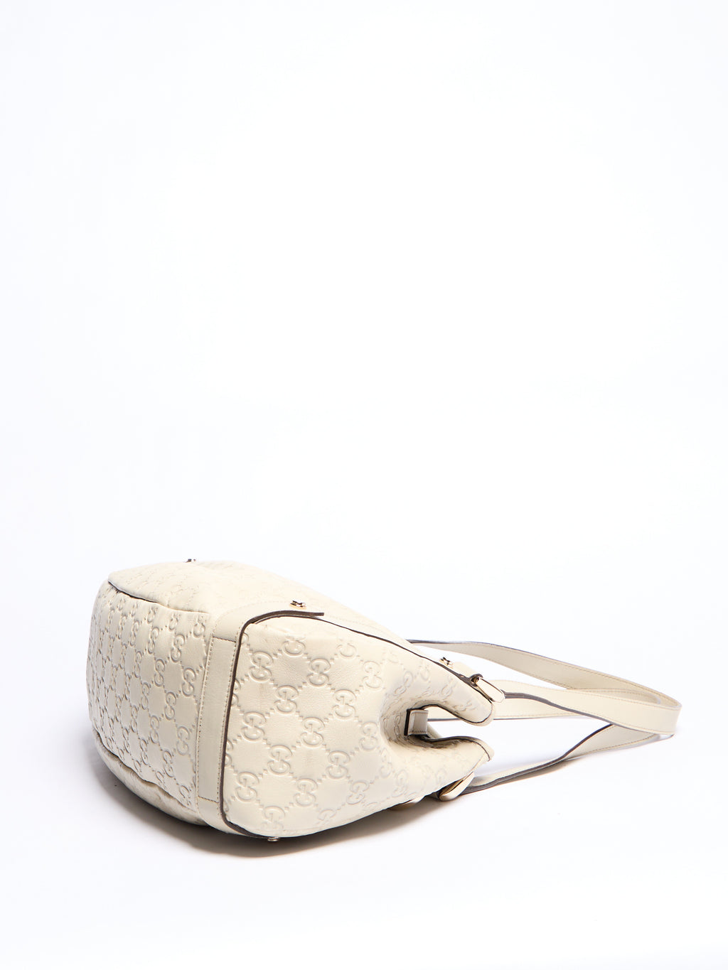 Gucci Cream Leather Monogram Shoulder Bag