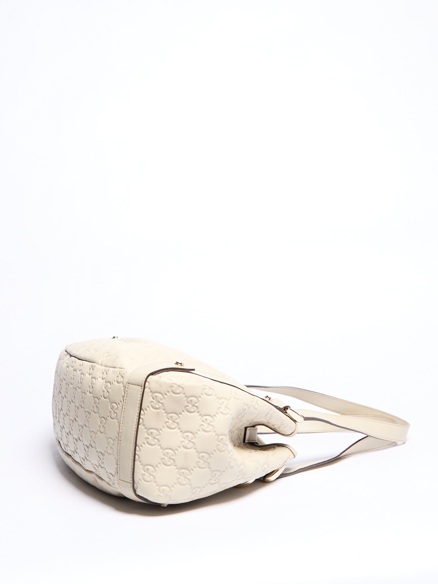 Gucci Cream Leather Monogram Shoulder Bag